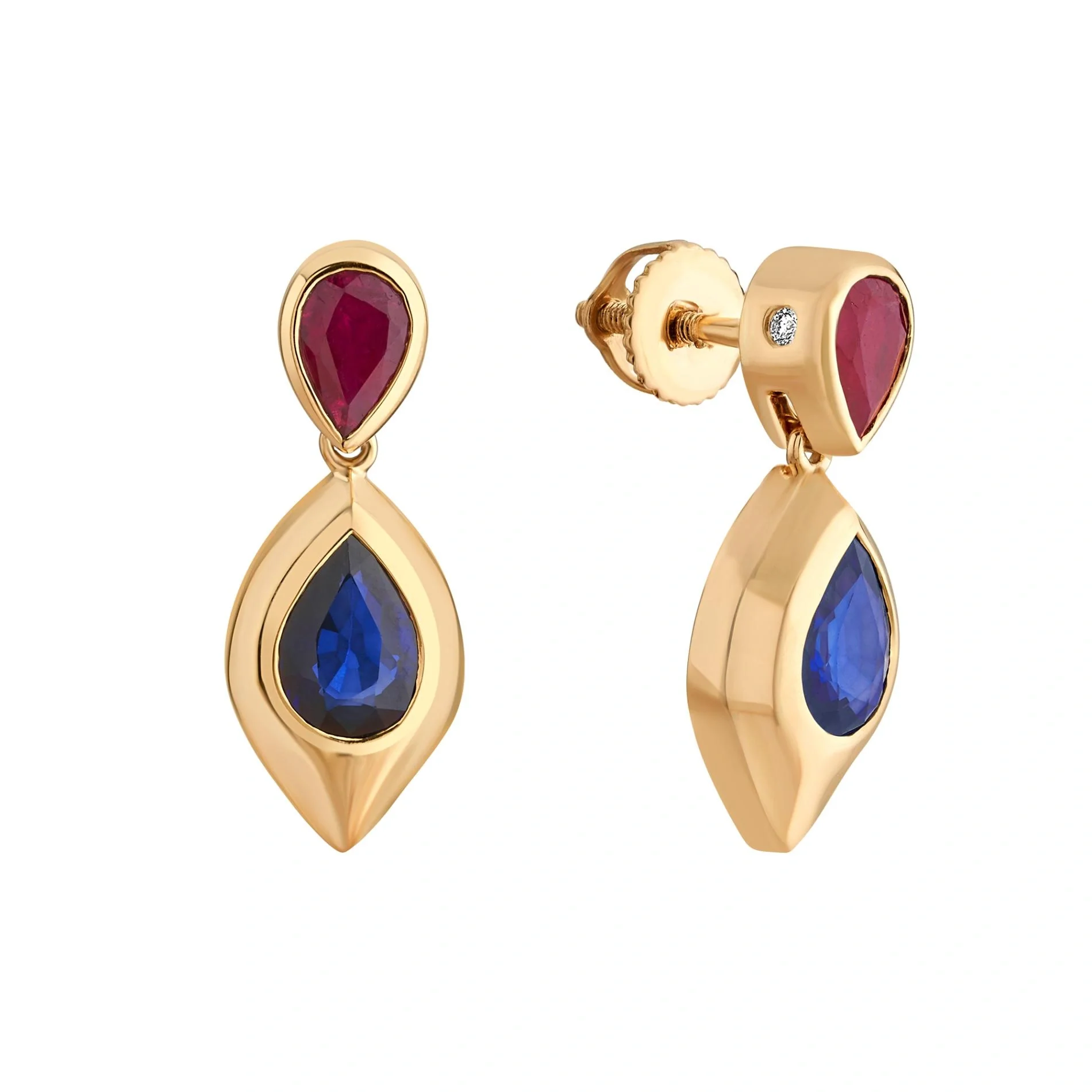 Aria Crimson & Sapphire Teardrop Elegance Earrings - Image 3