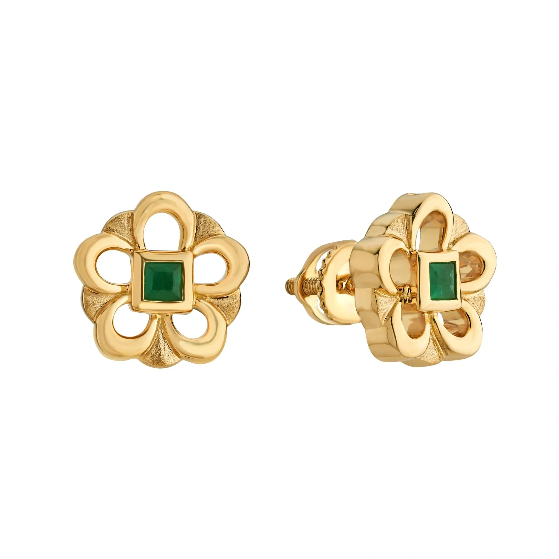 Aria Emerald Bloom Gold Studs - Image 3
