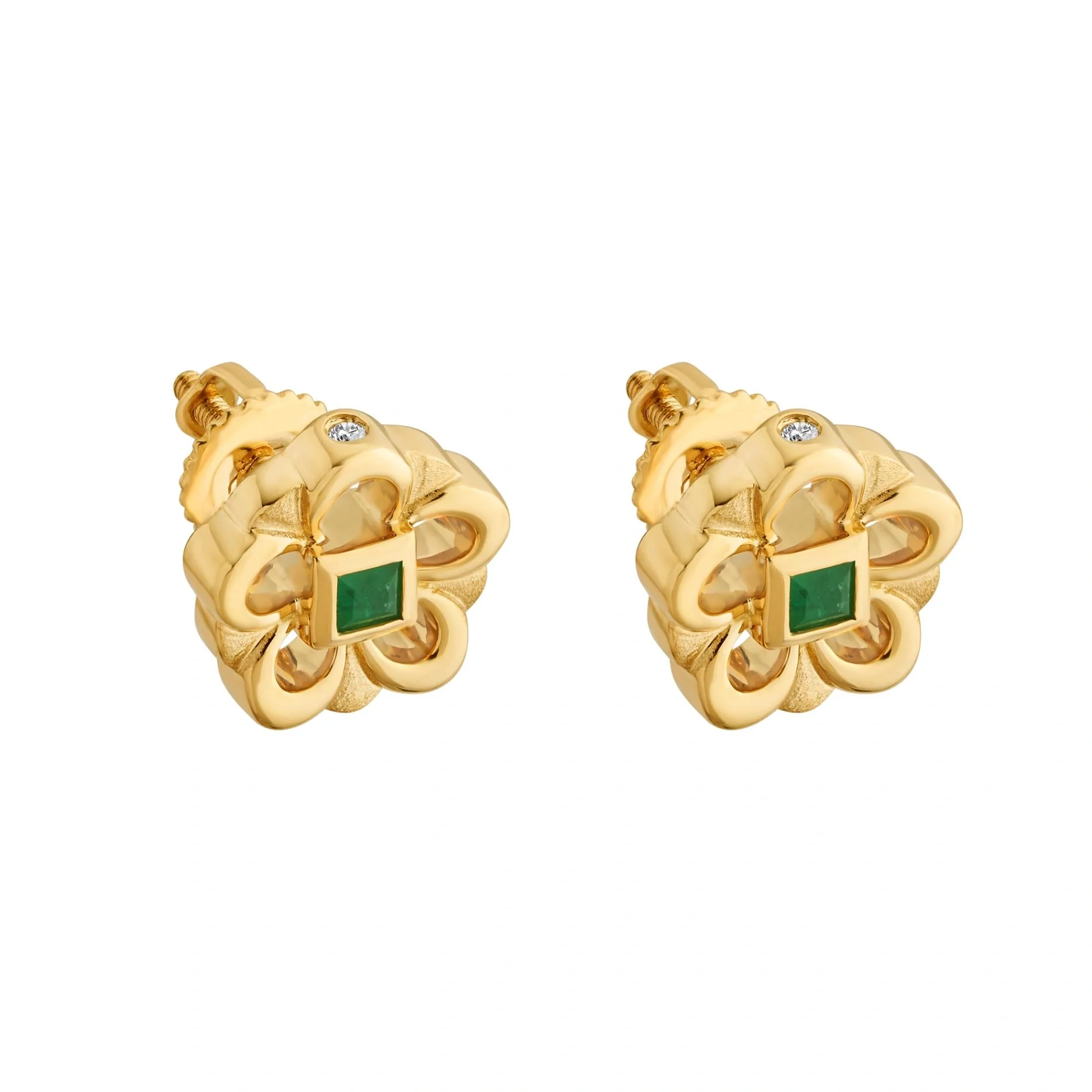 Aria Emerald Bloom Gold Studs - Image 4