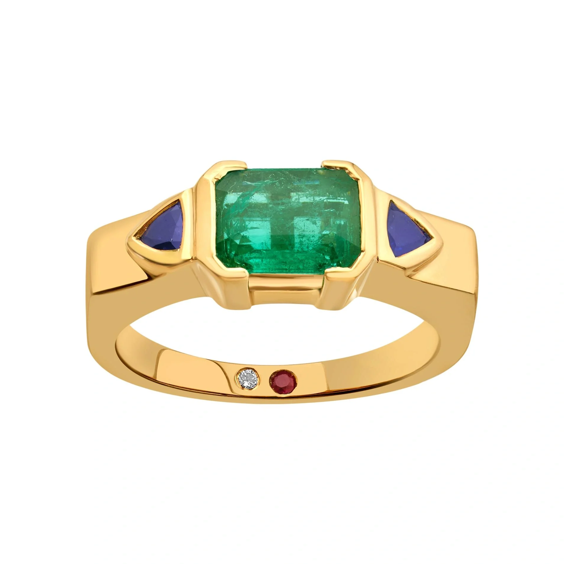 Aria Emerald Trilliant Trio Ring - Image 2