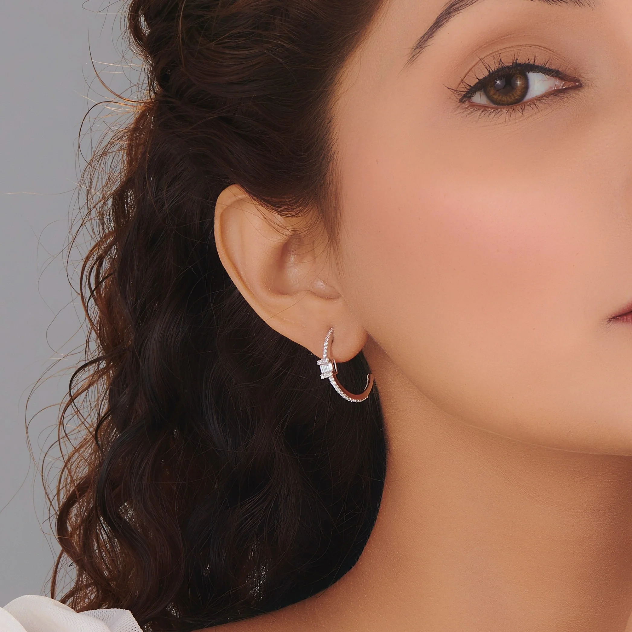 Classic Geometric Center Sparkle Earrings - Image 2