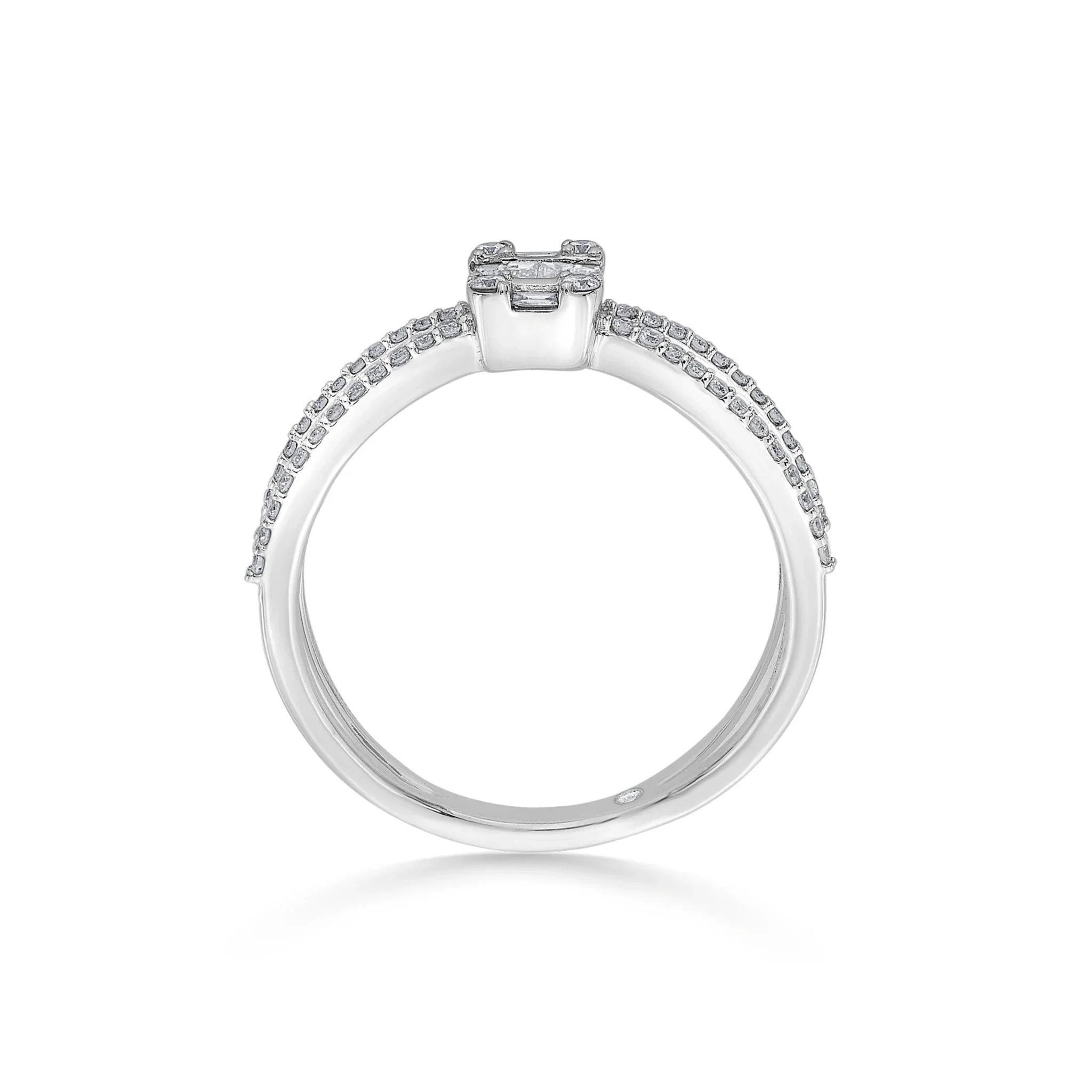 Classic Radiant Baguette Halo Twist Ring - Image 3
