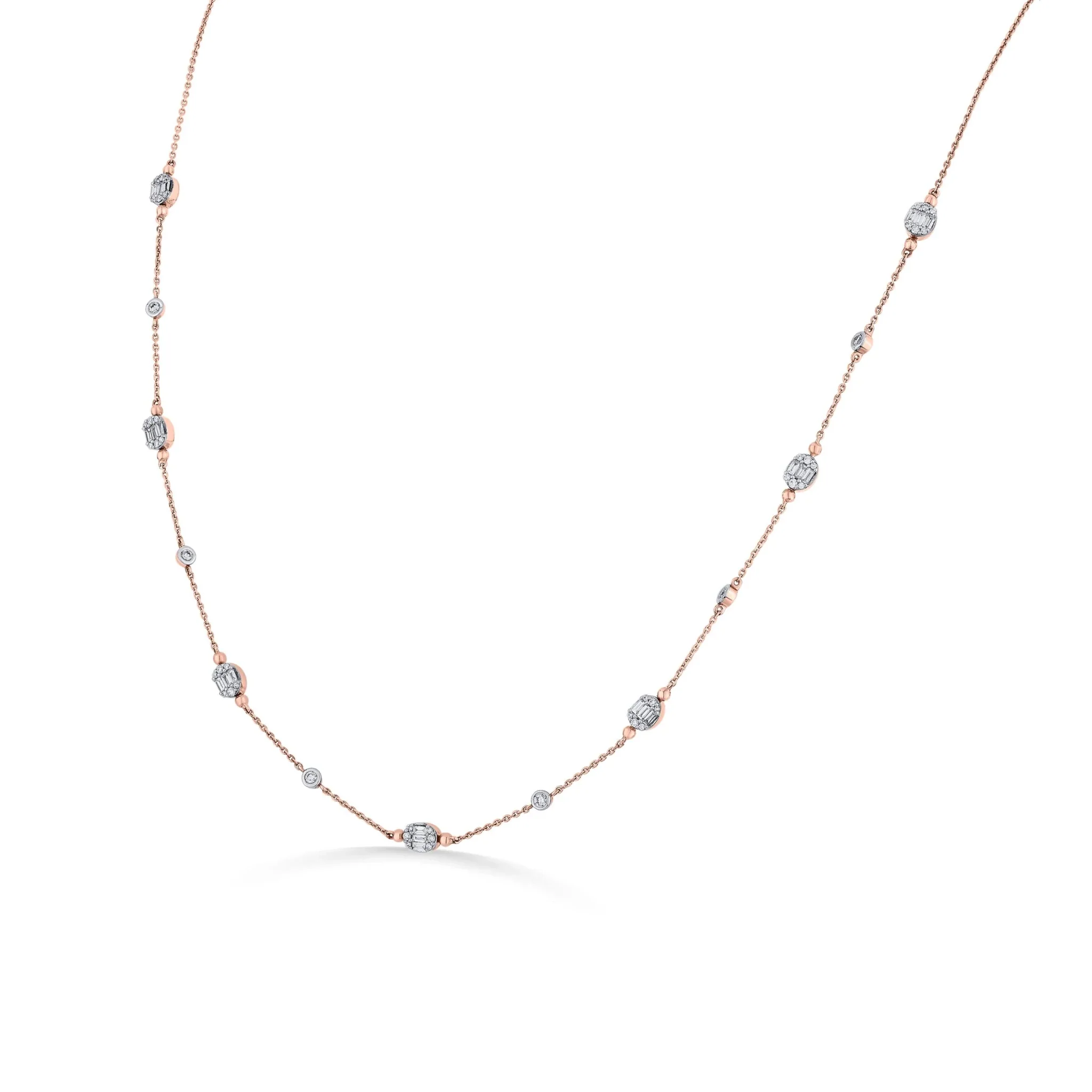 Classic Rose Starlit Diamond Drift Necklace - Image 2