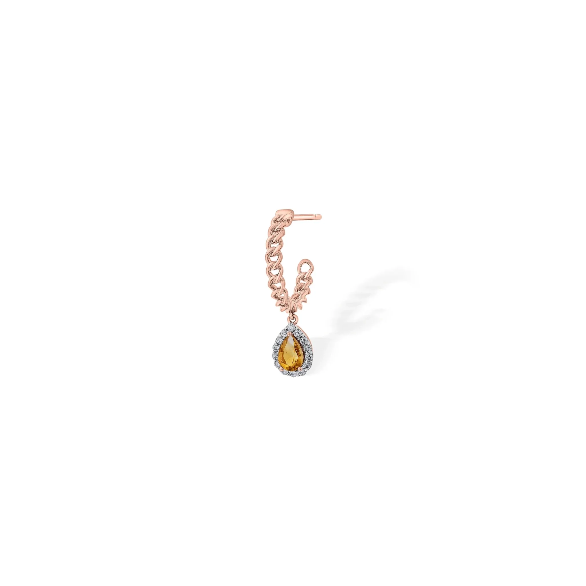 Color Pop Citrine Halo Drop Chain Earrings - Image 2