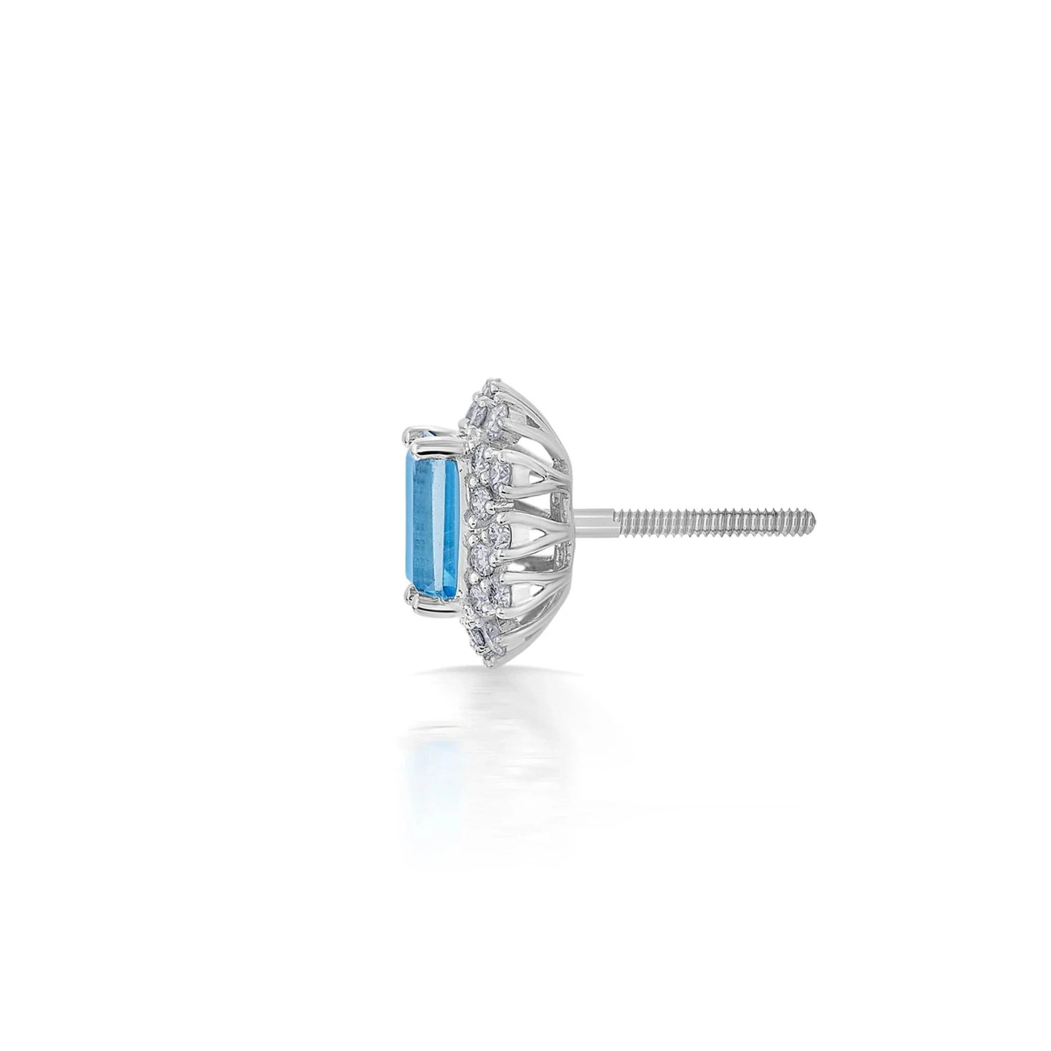 Color Pop Radiant Blue Topaz Halo Statement Earrings - Image 3