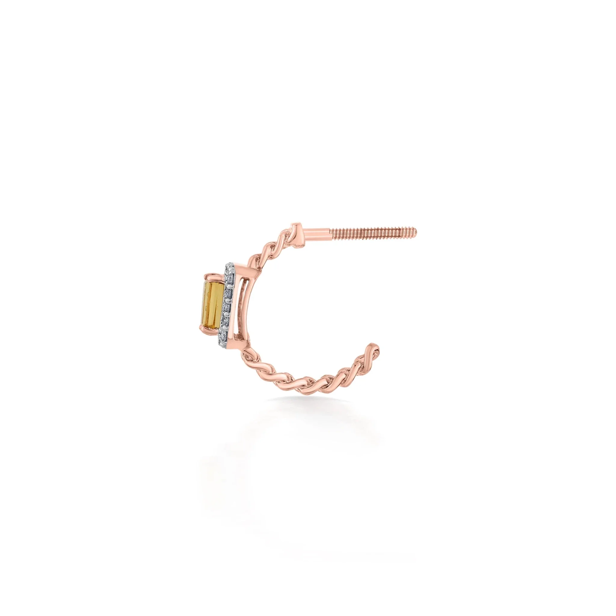 Color Pop Radiant Citrine Emerald-Cut Halo Earrings - Image 3