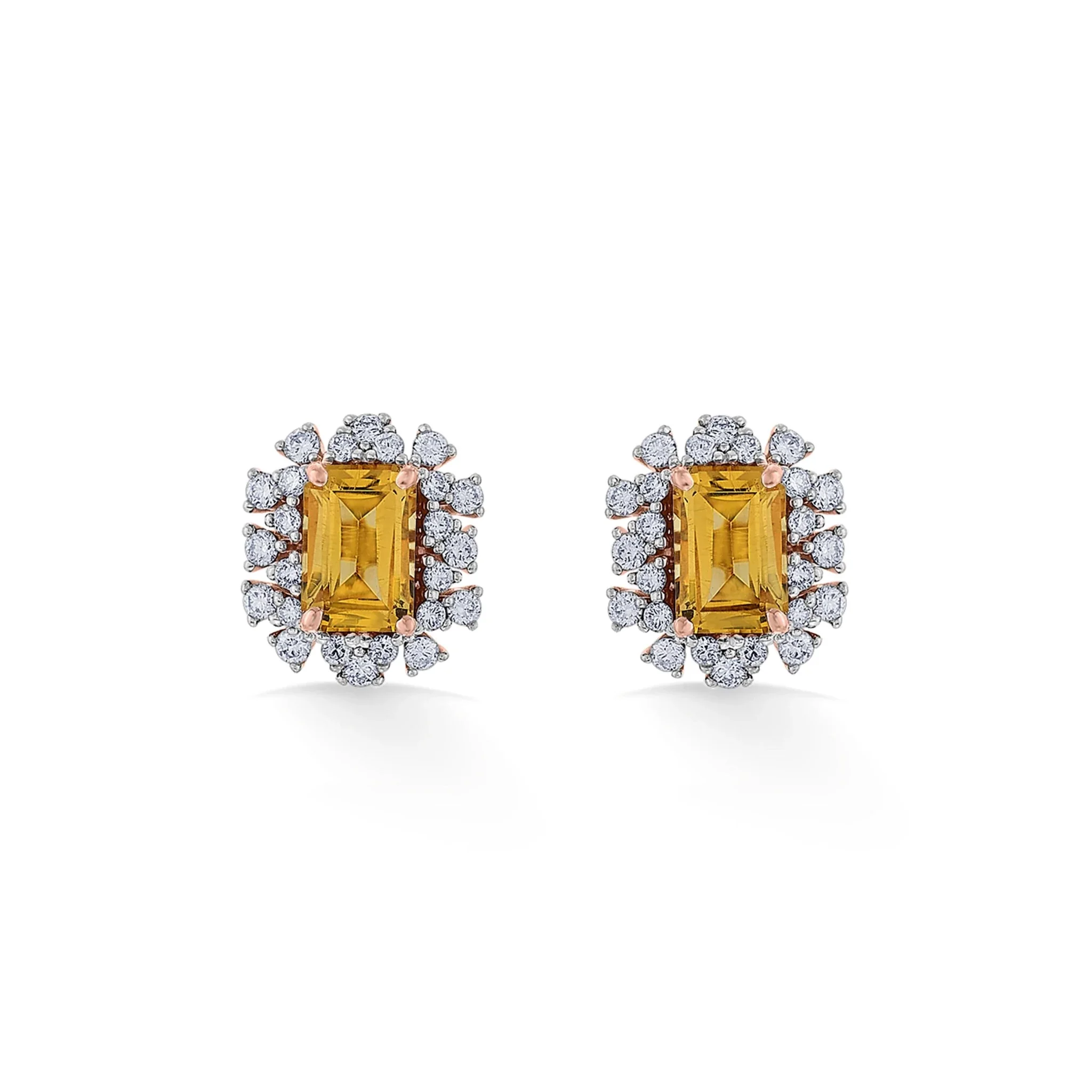 Color Pop Radiant Citrine Halo Stud Earrings