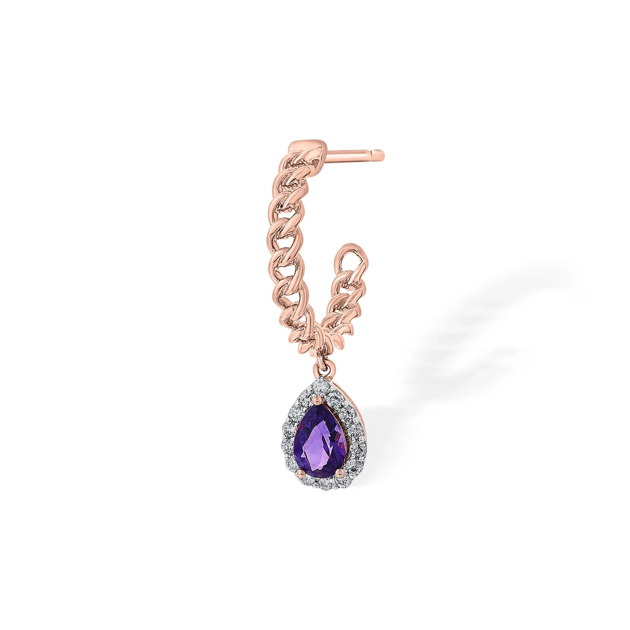 Color Pop Royal Amethyst Teardrop Chain Earrings - Image 2