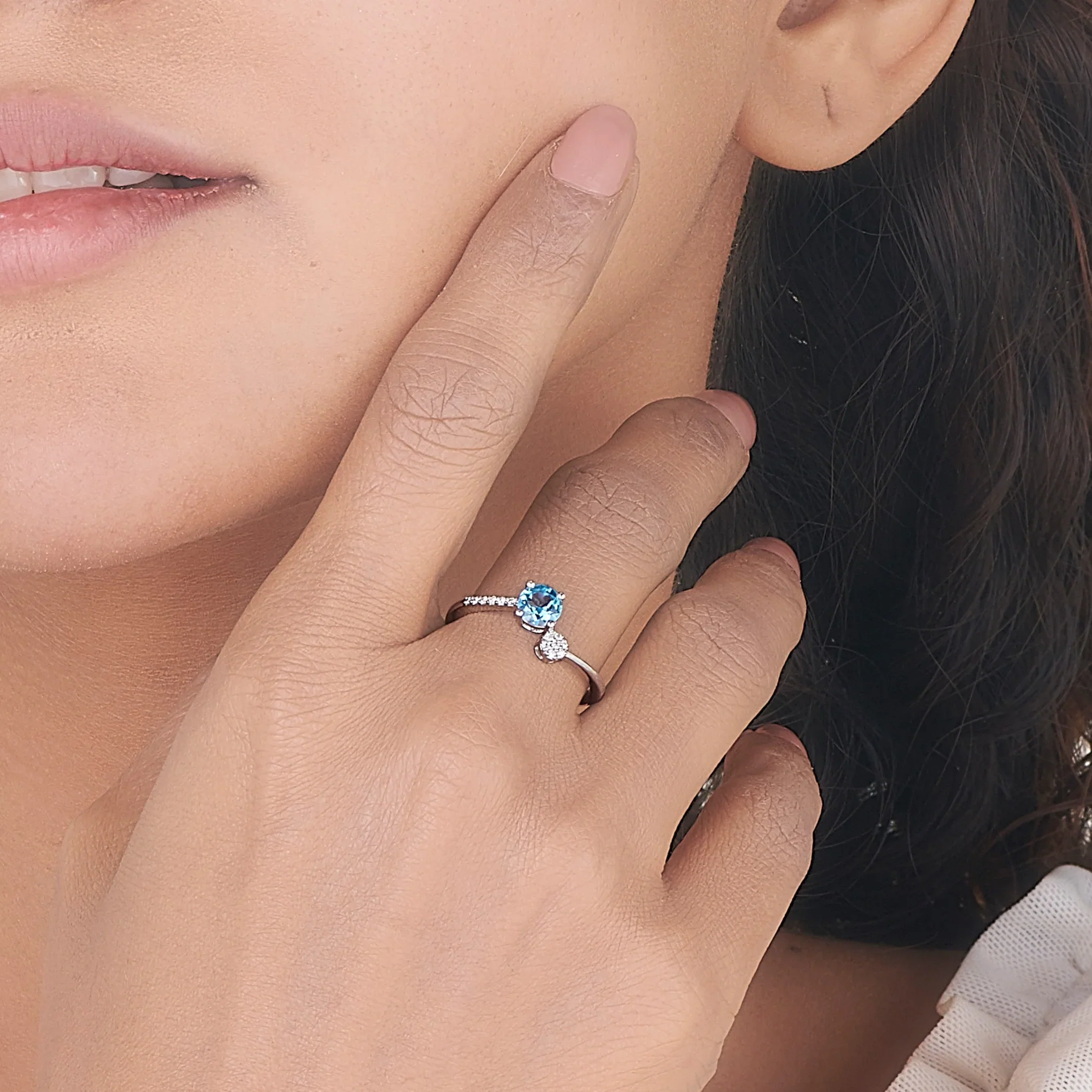 Color Pop Twist and Dazzle Ring in Blue Topaz - Image 3
