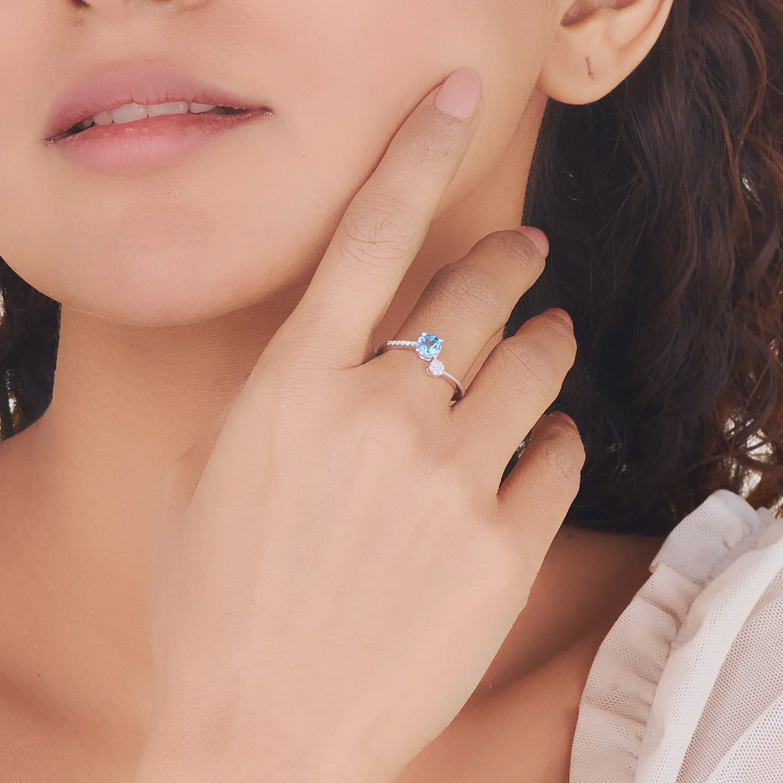 Color Pop Twist and Dazzle Ring in Blue Topaz - Image 6