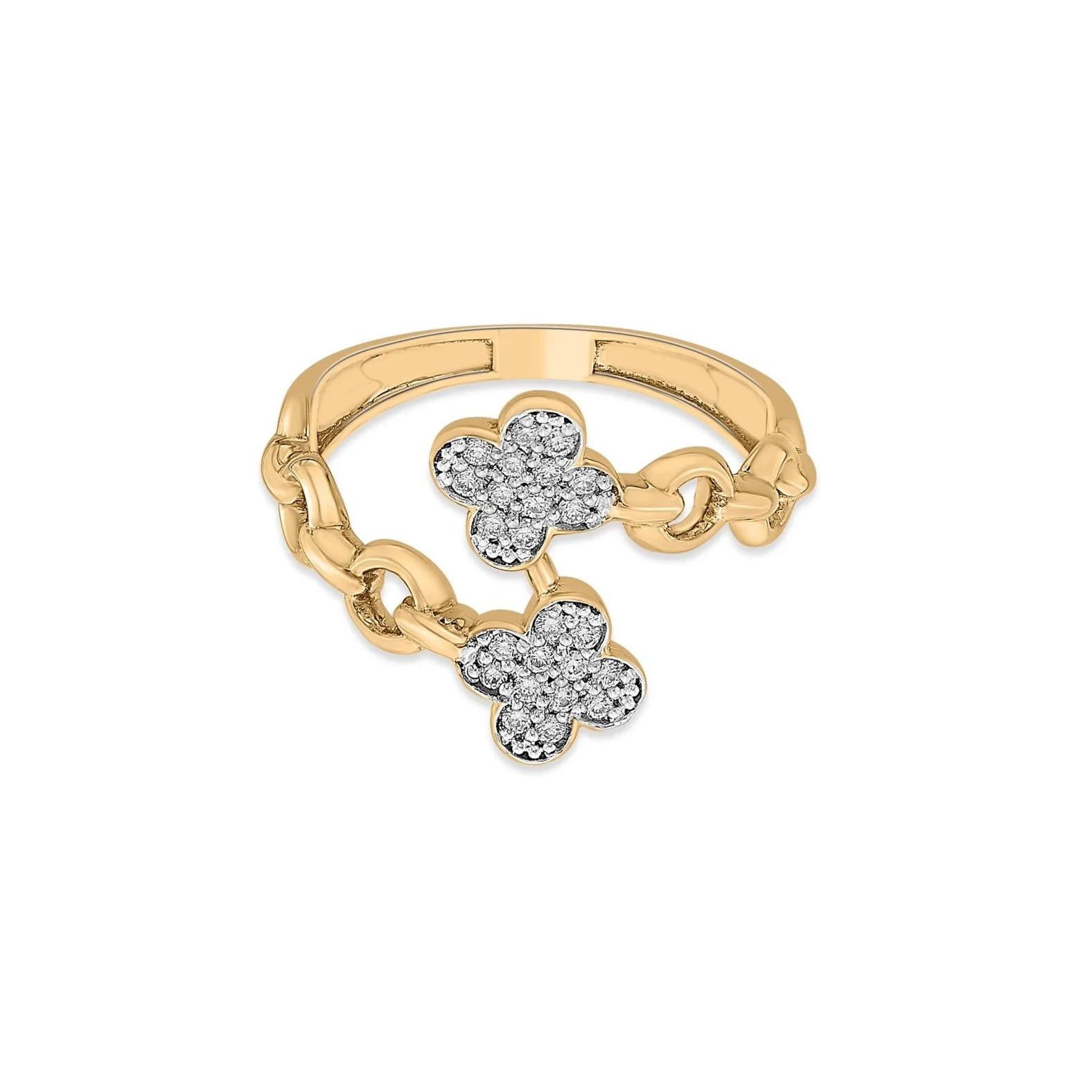 Cuban Golden Clover Cascade Ring - Image 3