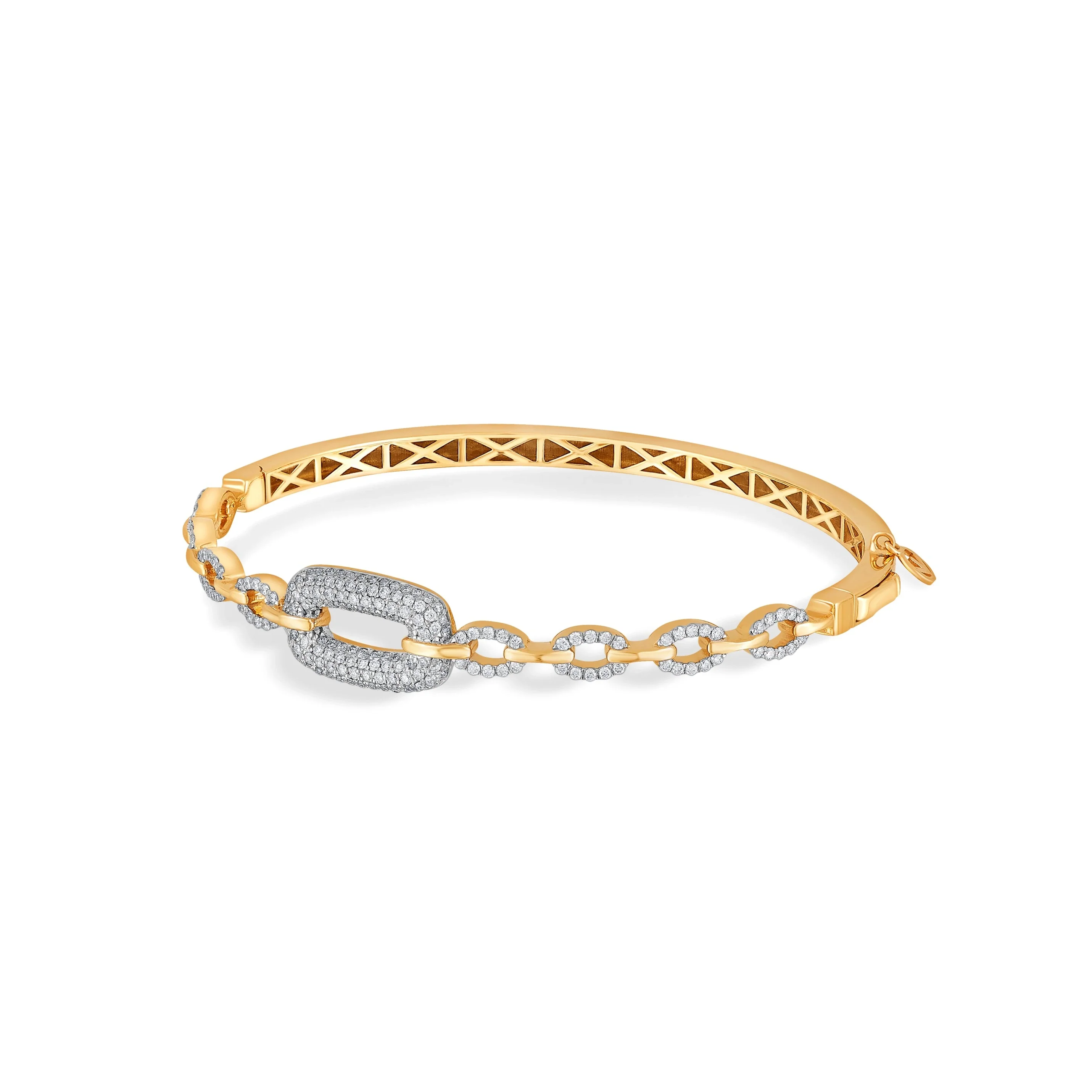 Cuban Interlock Sparkle Bangle - Image 3