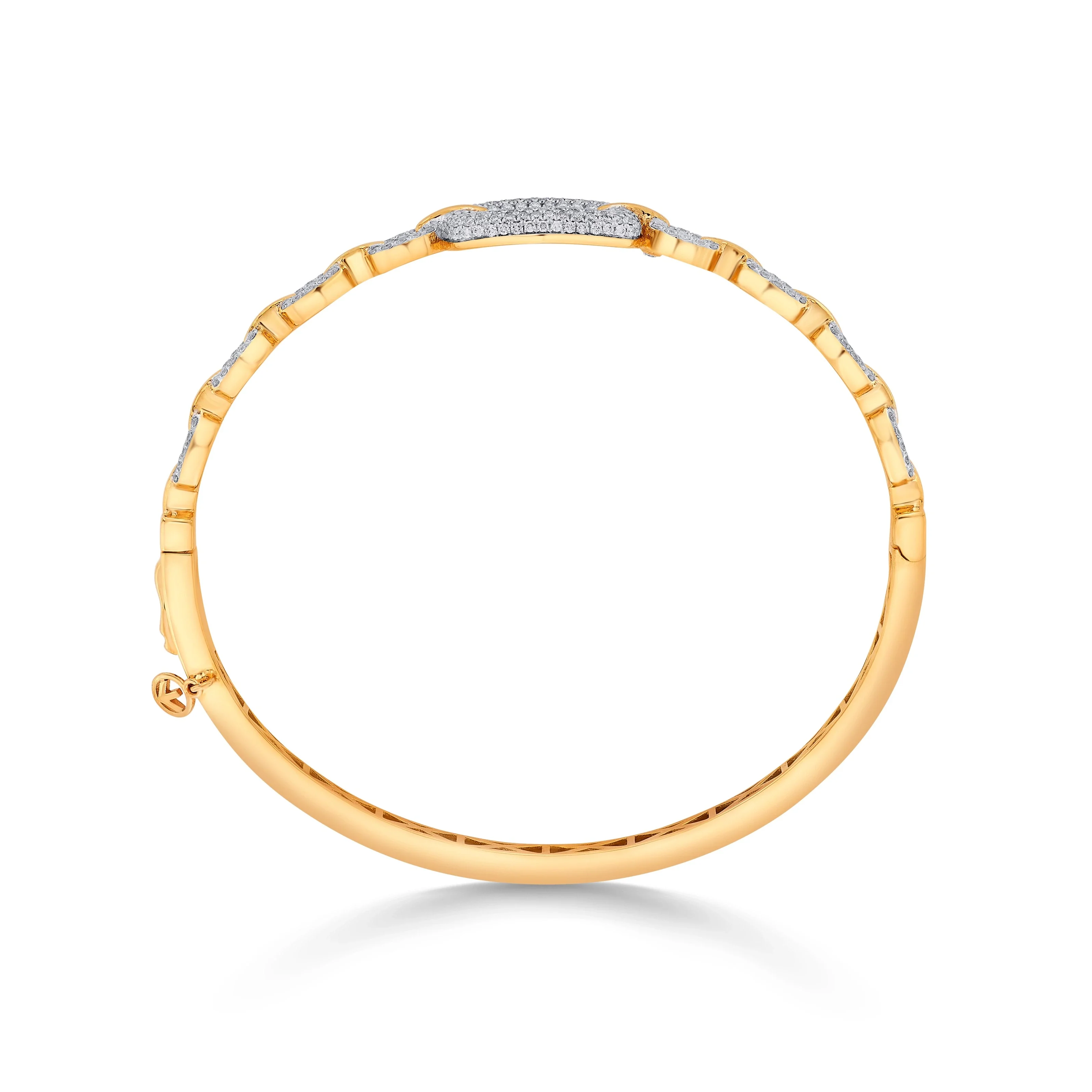 Cuban Interlock Sparkle Bangle - Image 4