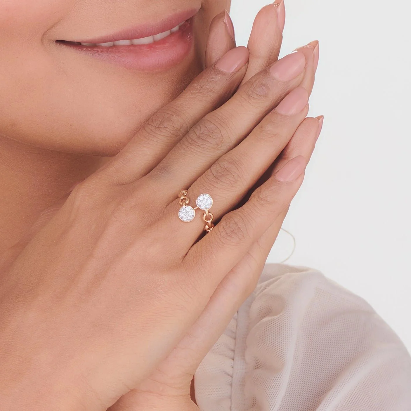 Cuban Rhythm Pave Link Ring - Image 2