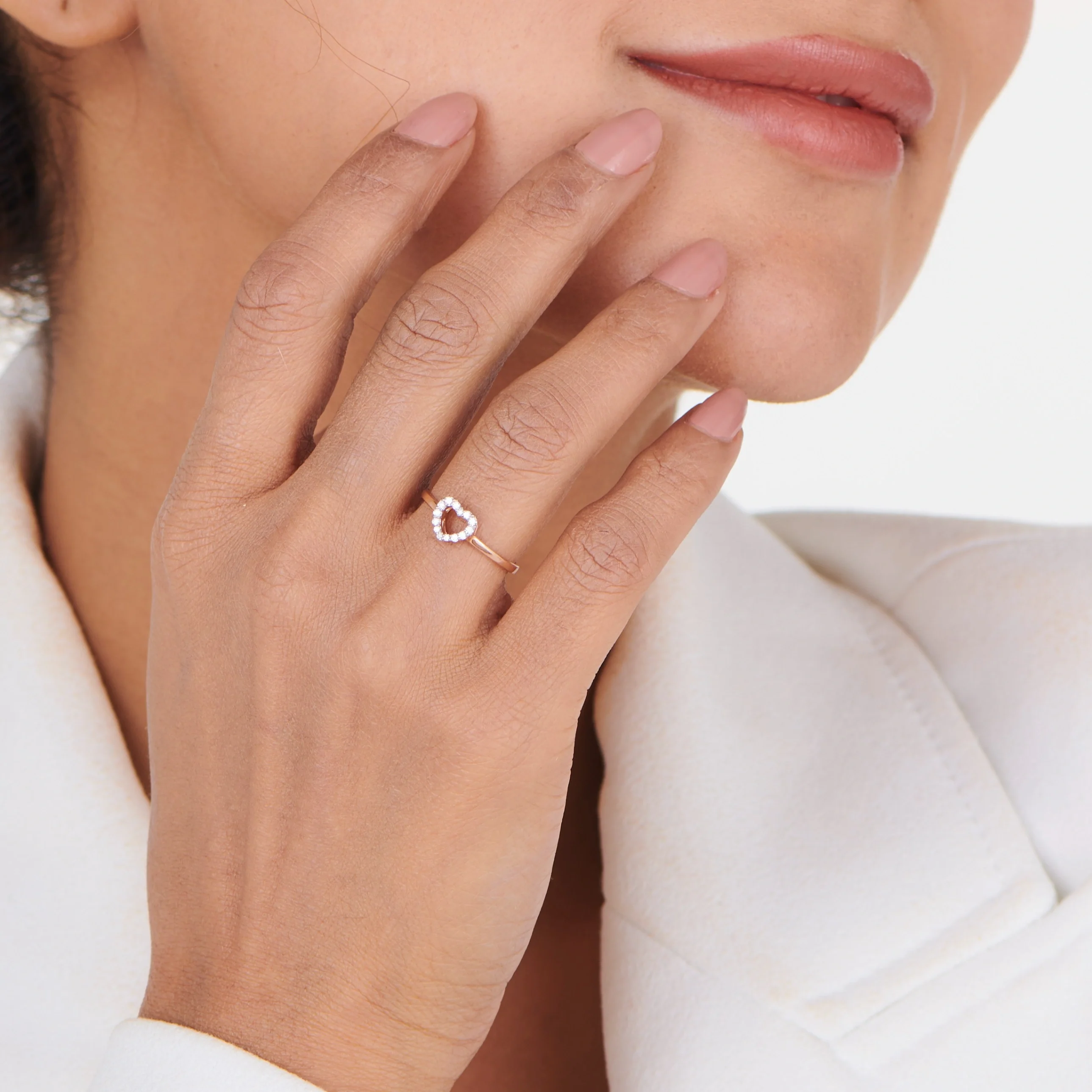 Love Knot Diamond Whisper Heart Ring - Image 2