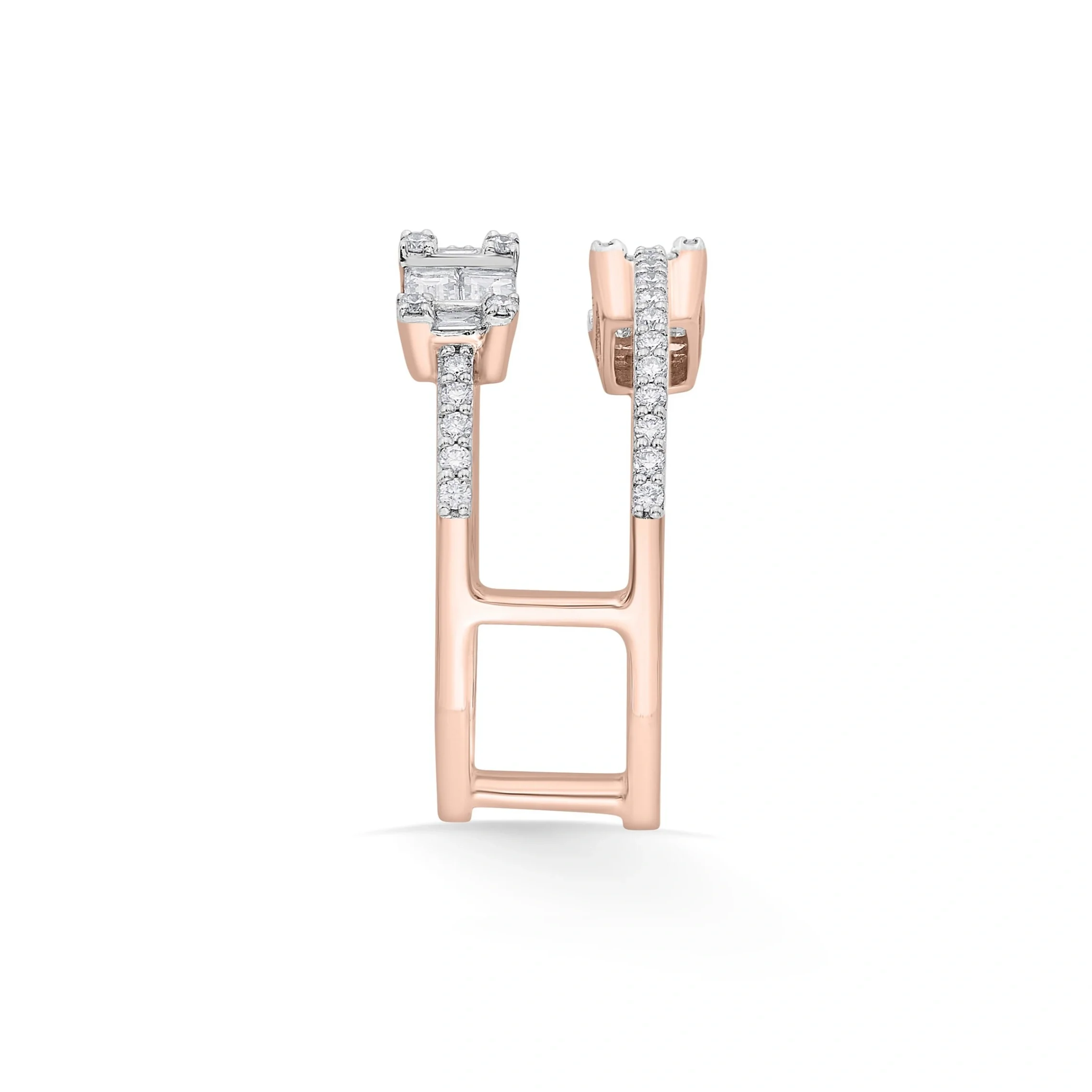Rose Eclat Twin Emerald Diamond Ring - Image 5