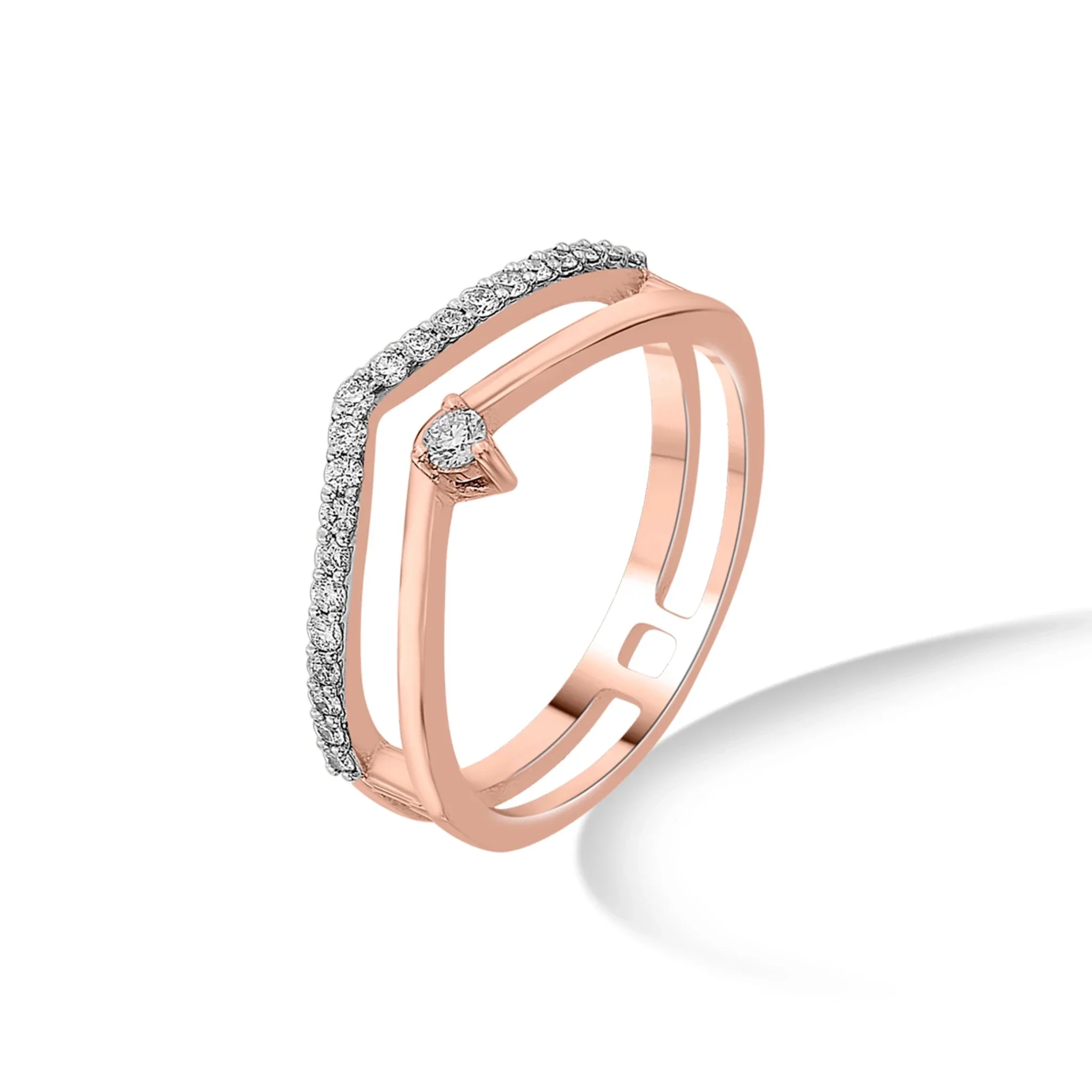 Sassy Rose Diamond Chevron Ring