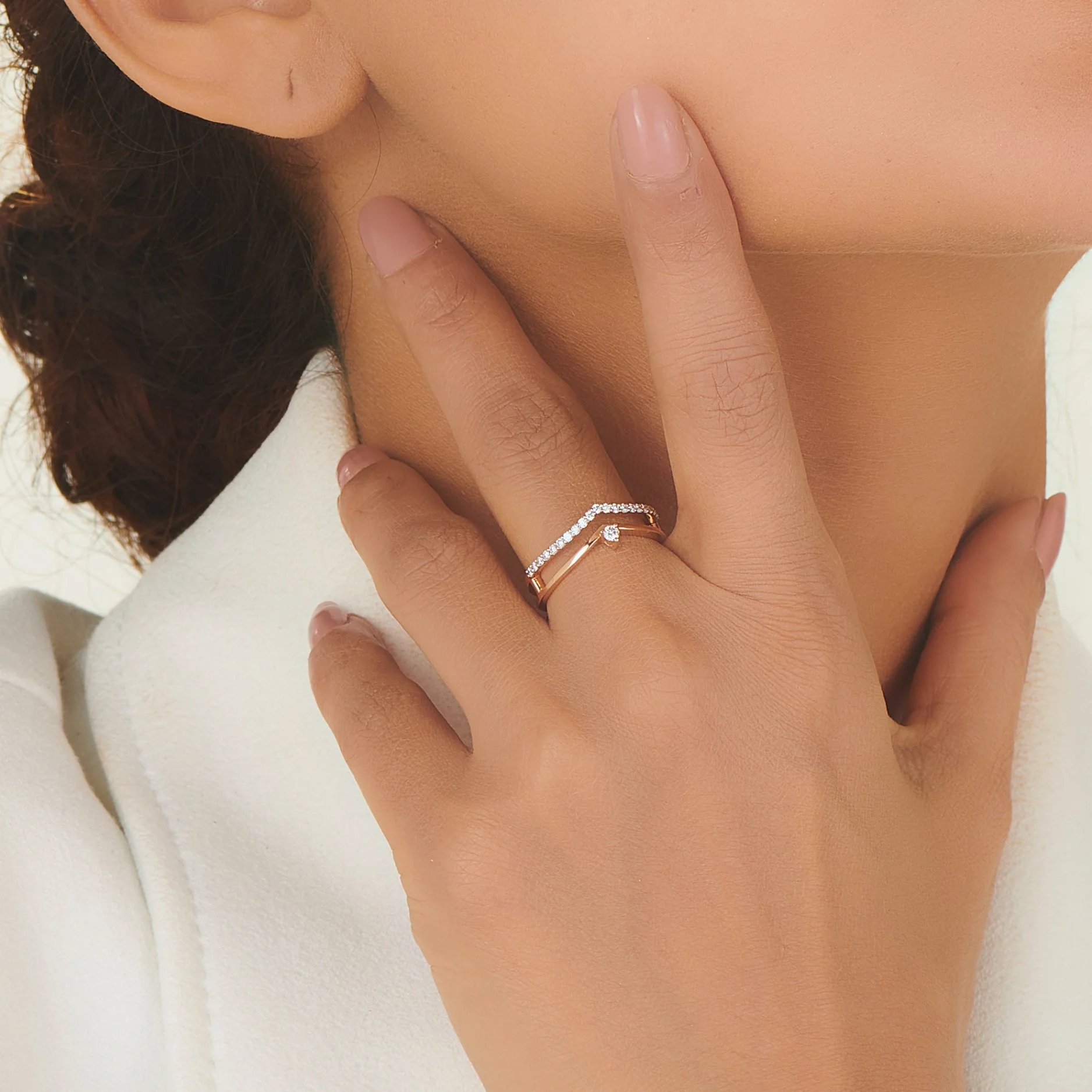 Sassy Rose Diamond Chevron Ring - Image 2