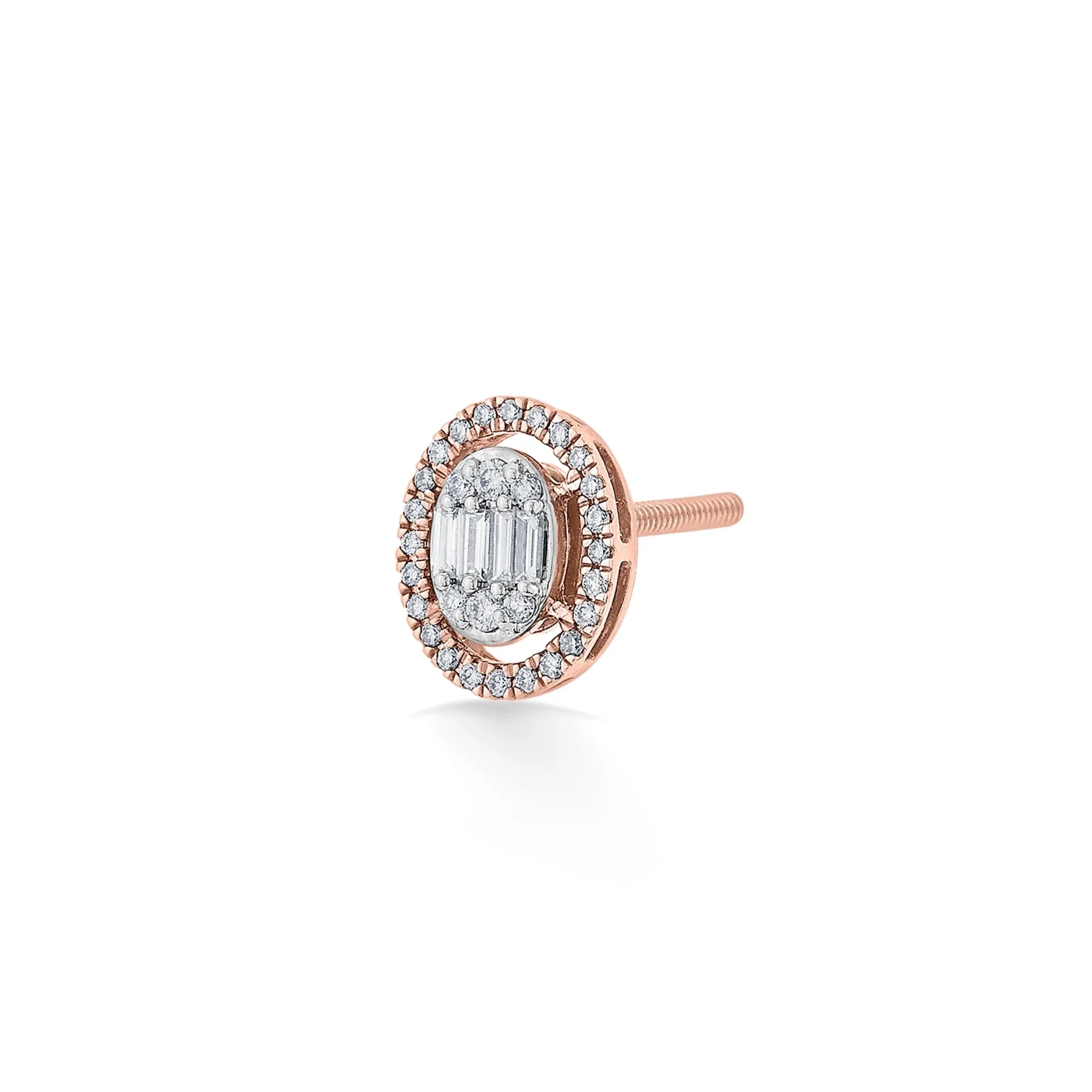 Signature Extra Small Oval Pave Solitaire Earrings - Image 3