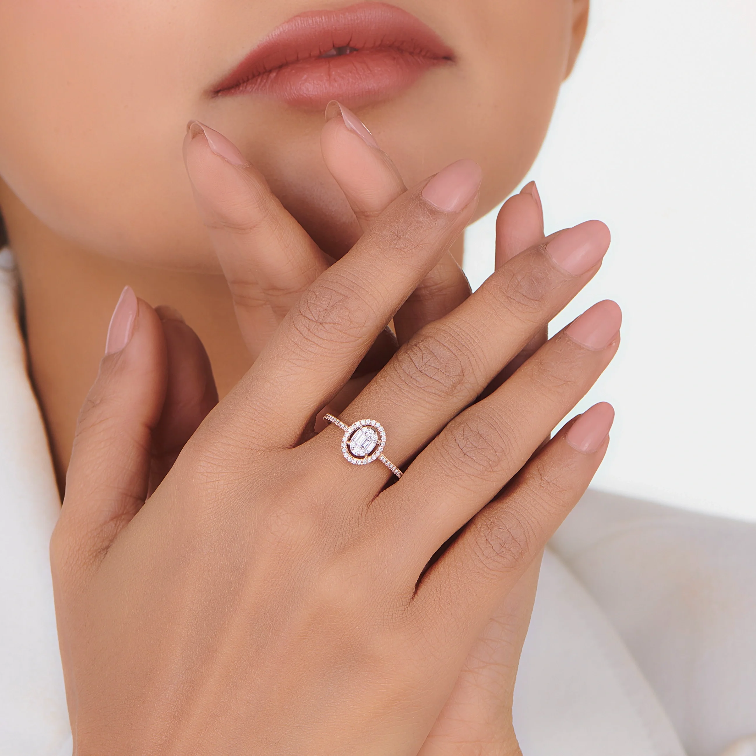 Signature Extra Small Oval Pave Solitaire Ring - Image 2