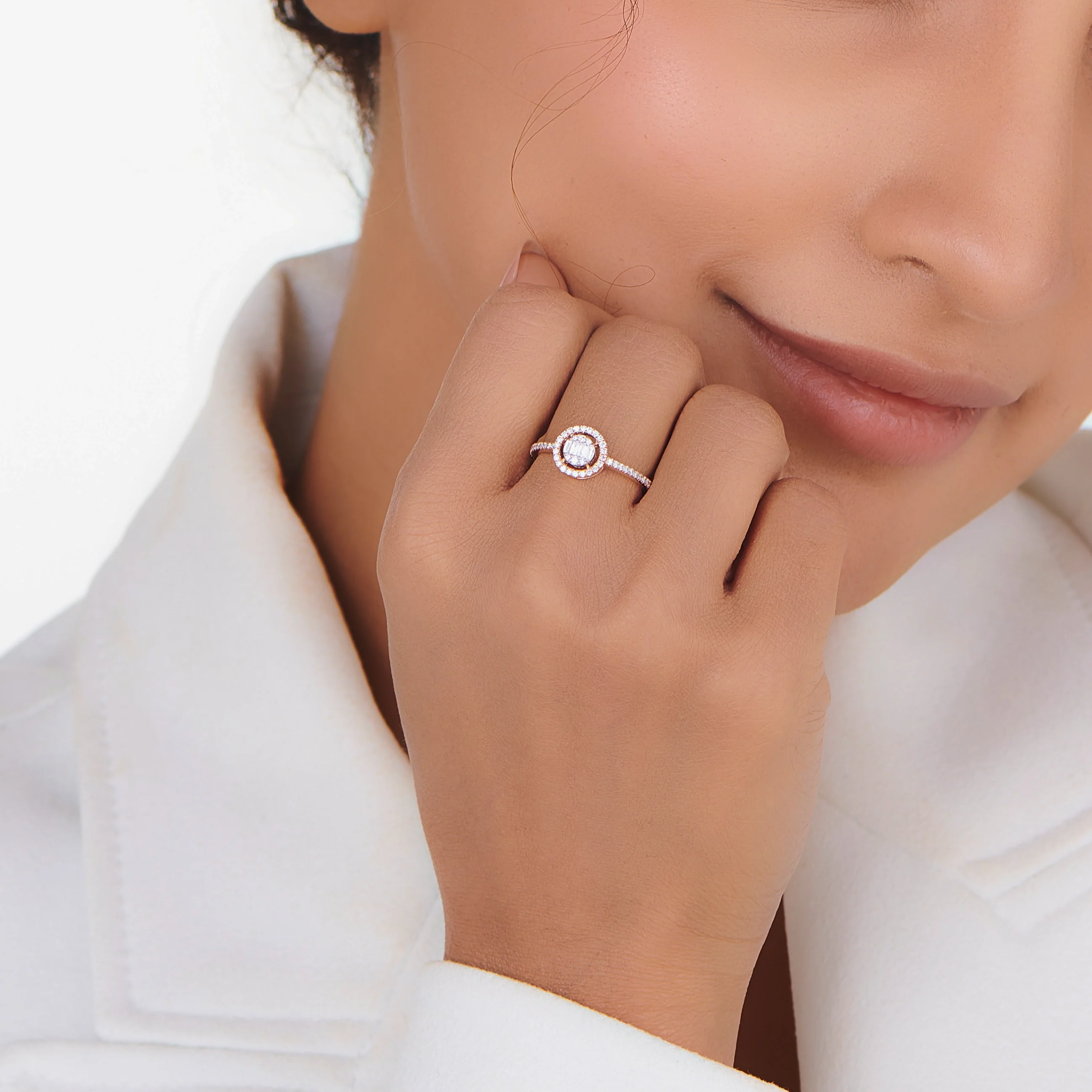 Signature Extra Small Round Pave Solitaire Ring - Image 2