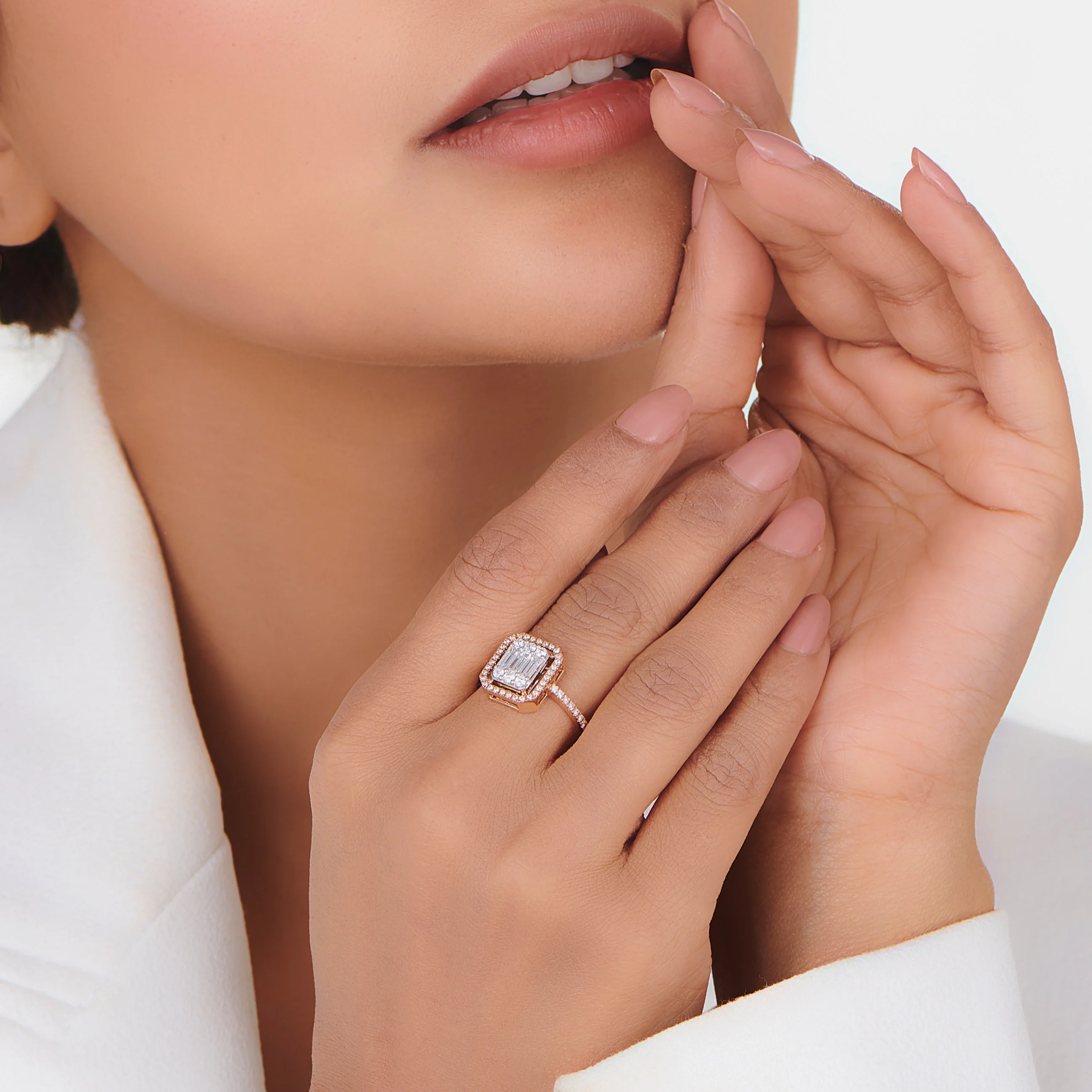 Signature Large Emerald Pave Solitaire Ring - Image 2