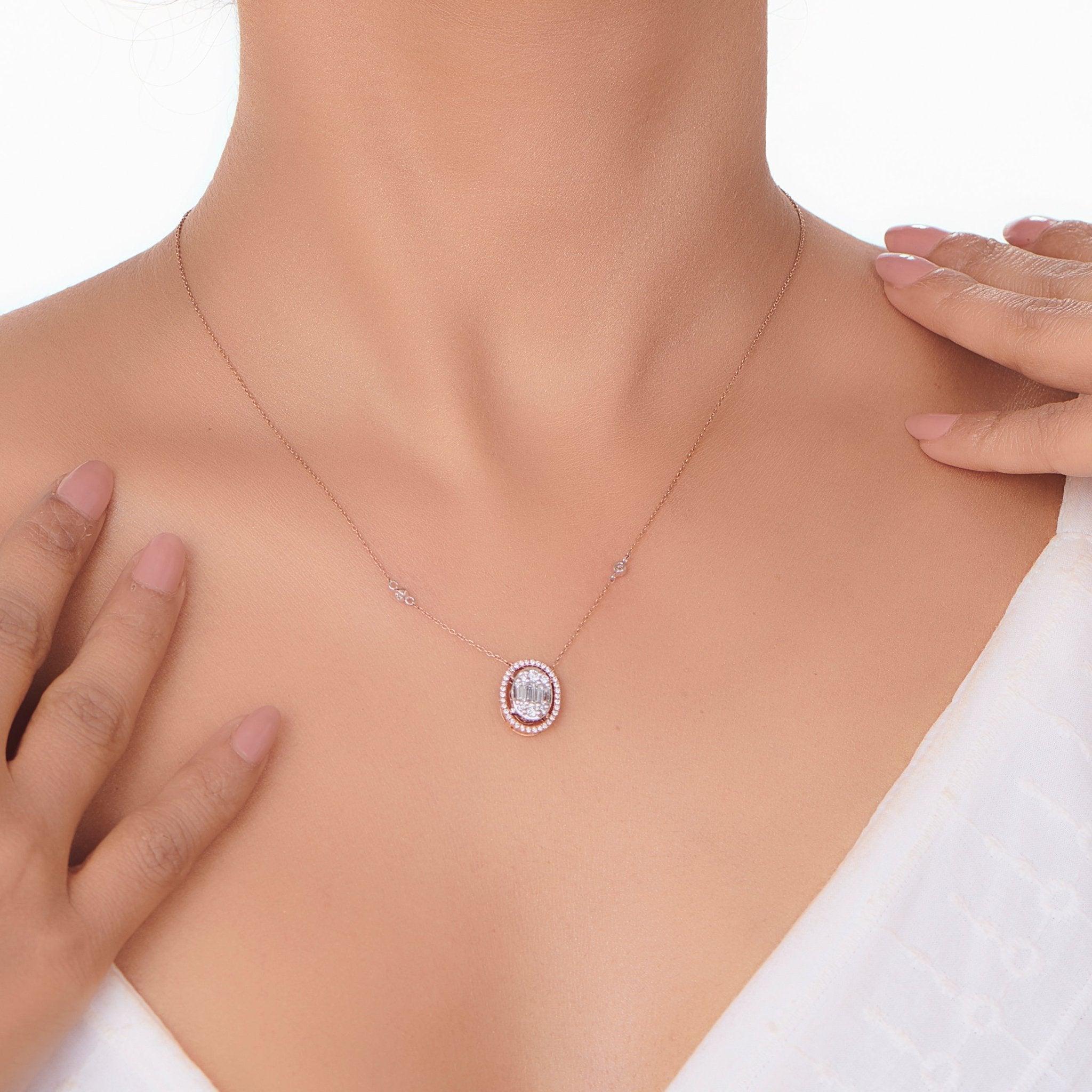 Signature Large Oval Pave Solitaire Pendant - Image 2