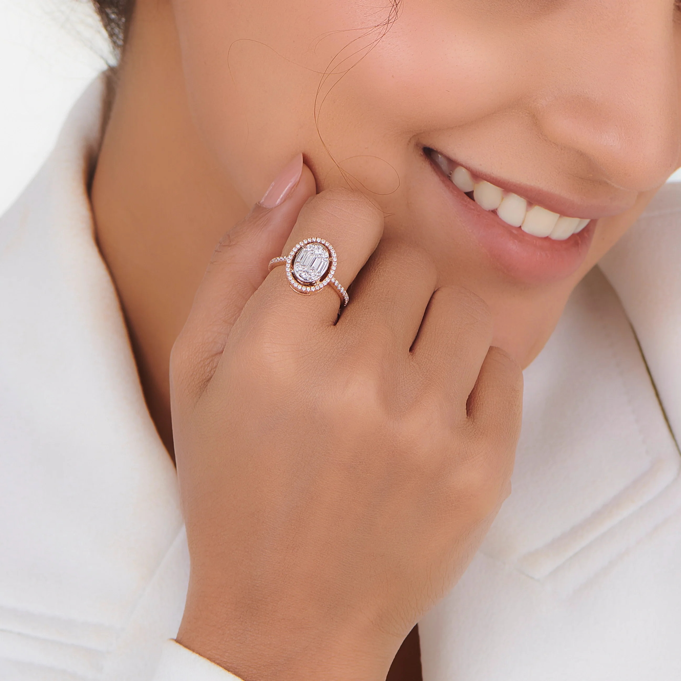 Signature Large Oval Pave Solitaire Ring - Image 2