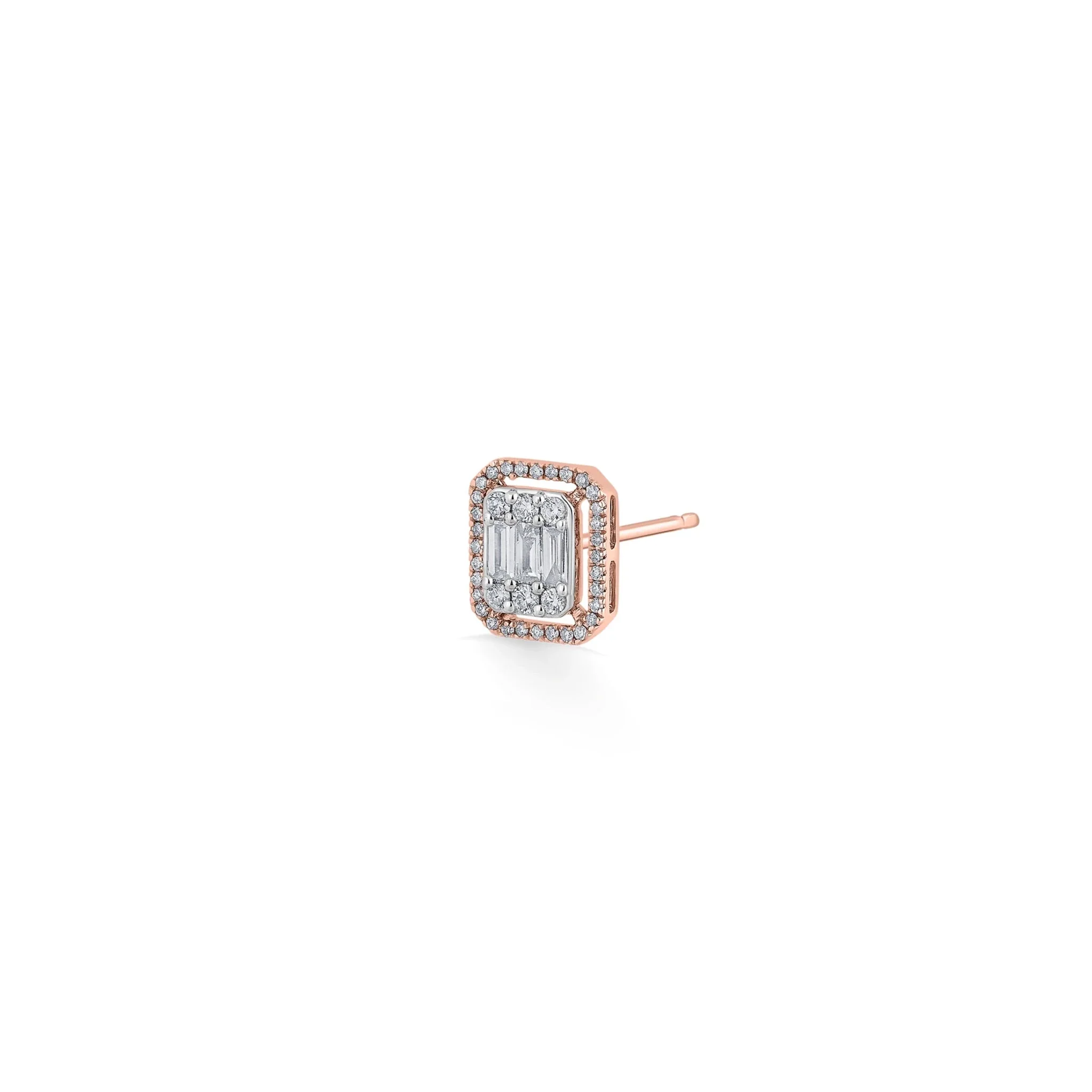 Signature Medium Emerald Pave Solitaire Earrings - Image 3