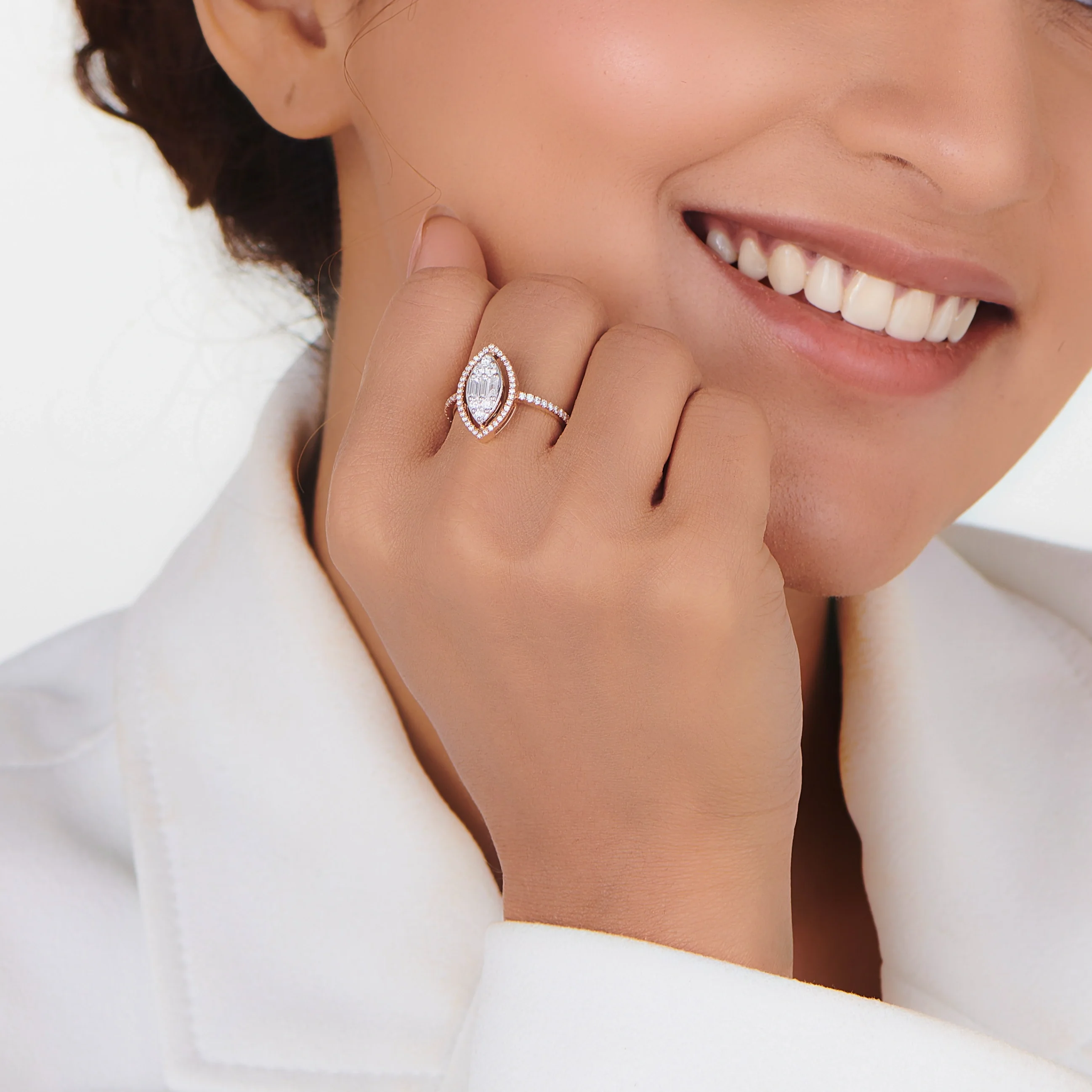Signature Medium Marquise Pave Solitaire Ring - Image 2