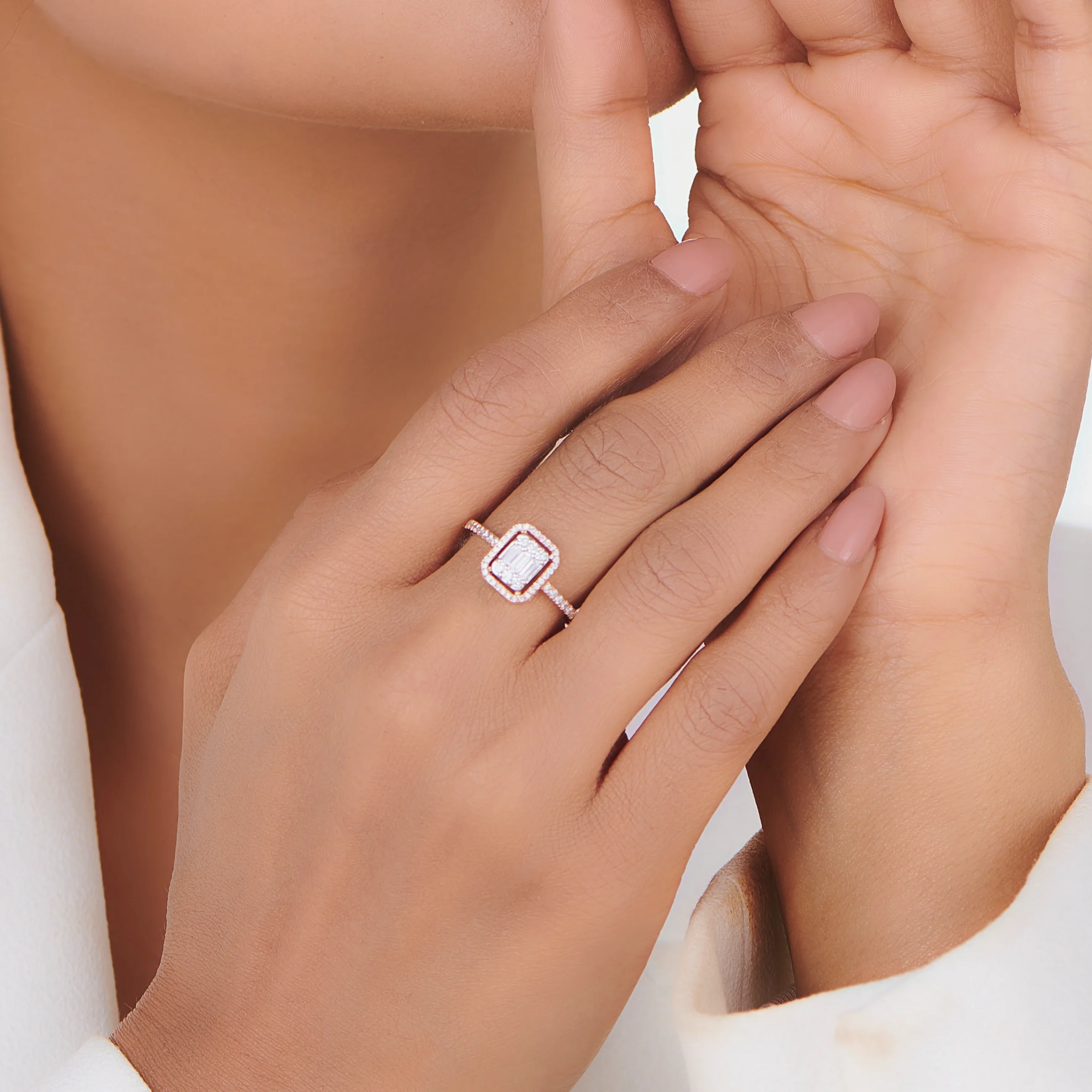 Signature Small Emerald Pave Solitaire Ring - Image 2