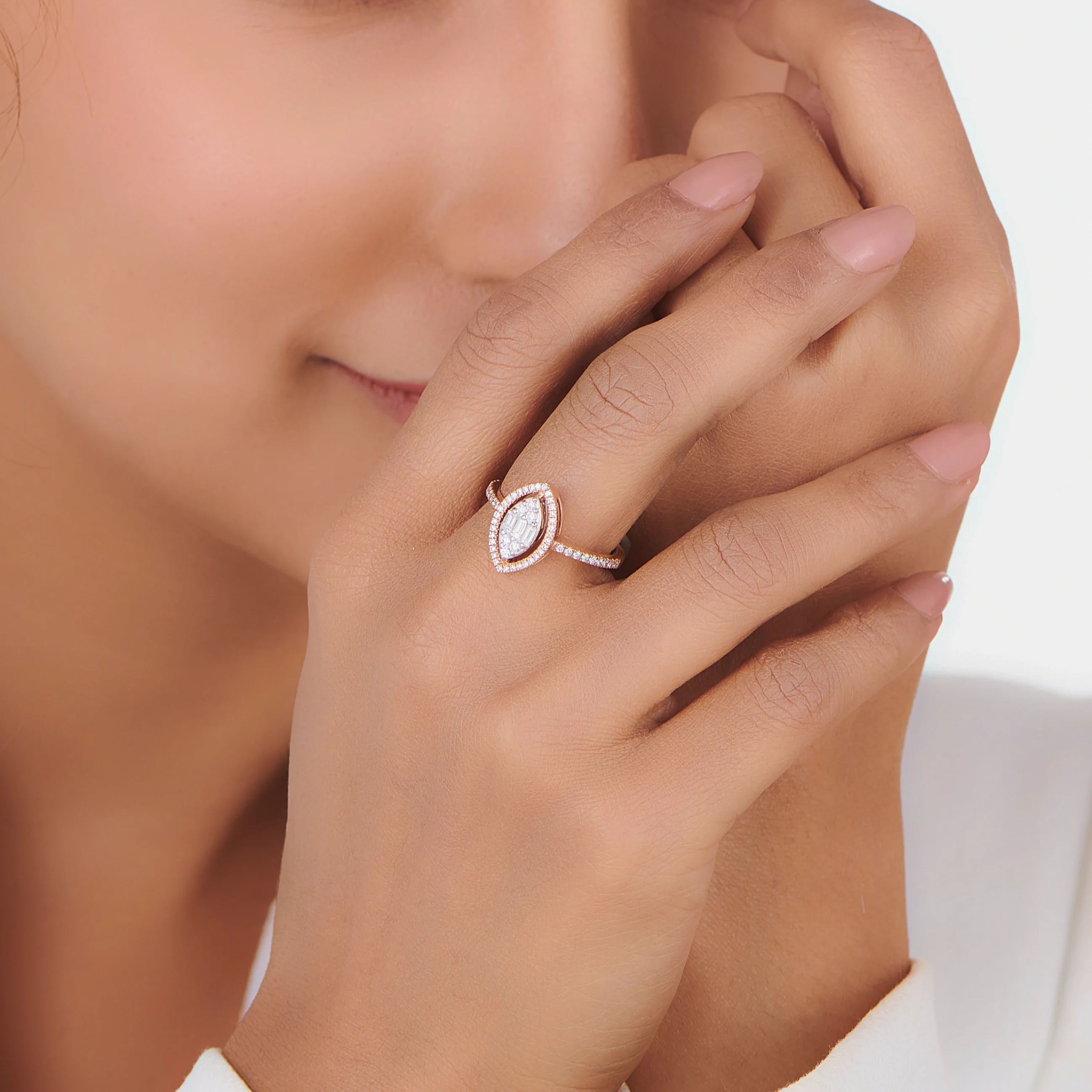 Signature Small Marquise Pave Solitaire Ring - Image 2
