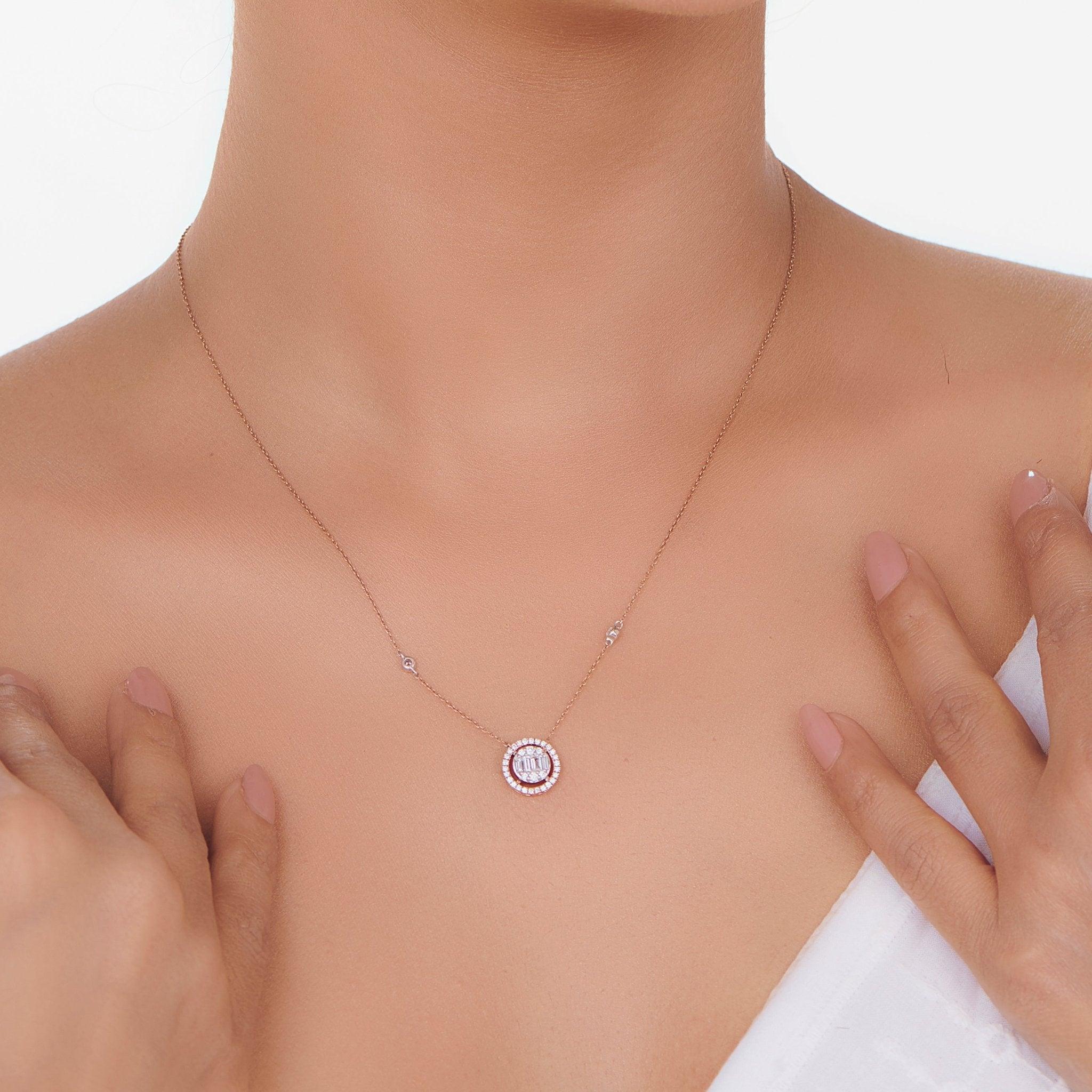 Signature Small Oval Pave Solitaire Pendant - Image 4