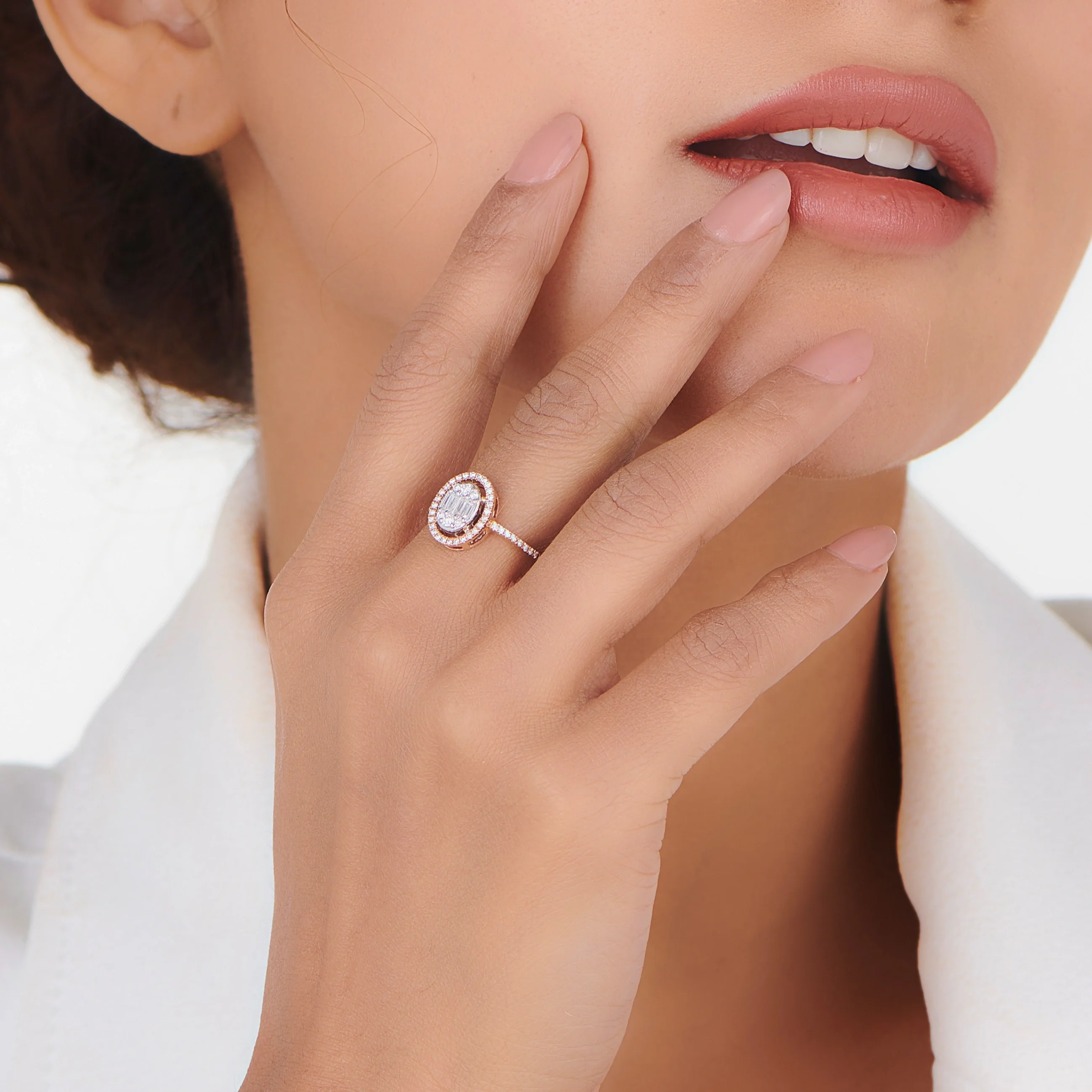 Signature Small Oval Pave Solitaire Ring - Image 2