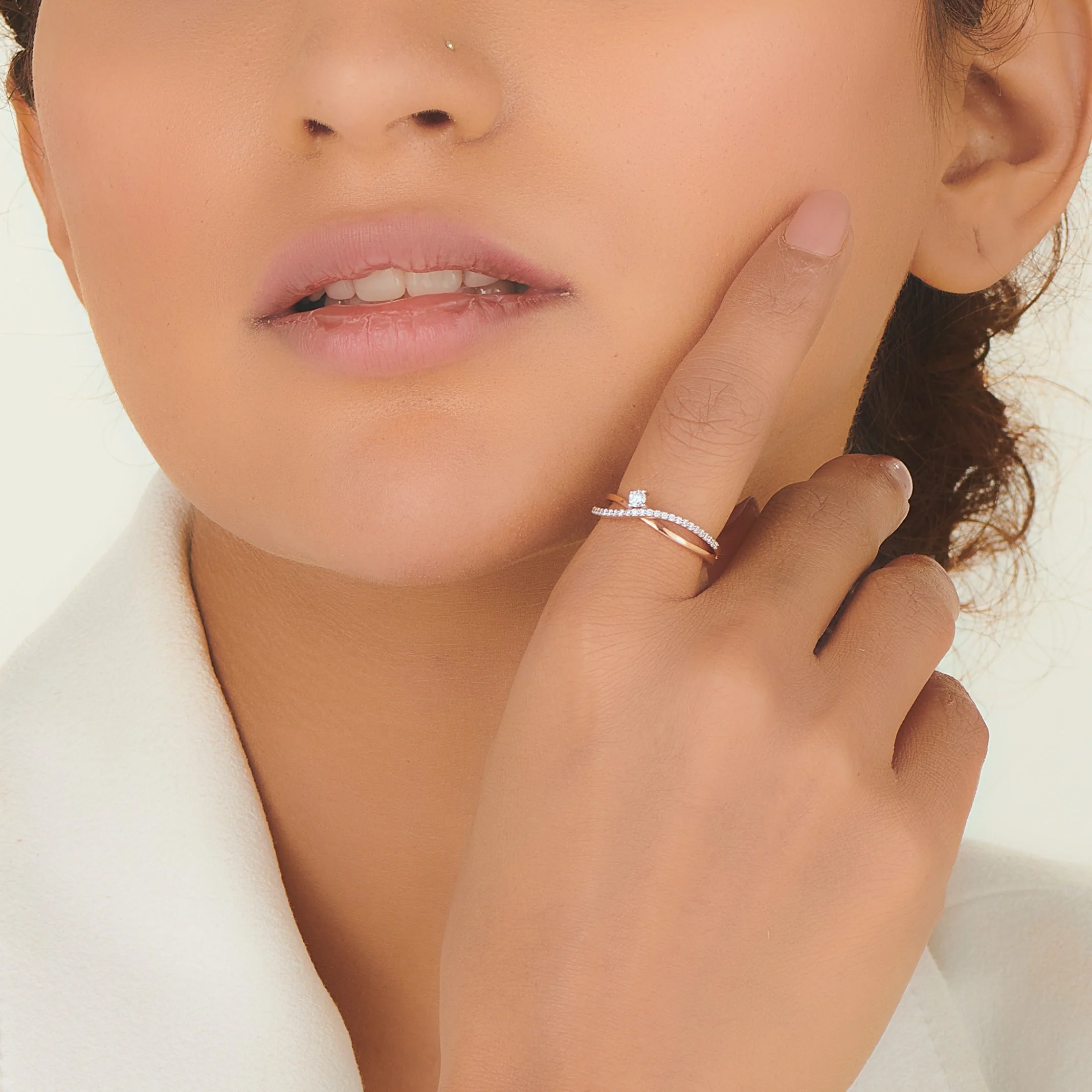 Solitaire Flowing Promise Ring - Image 2