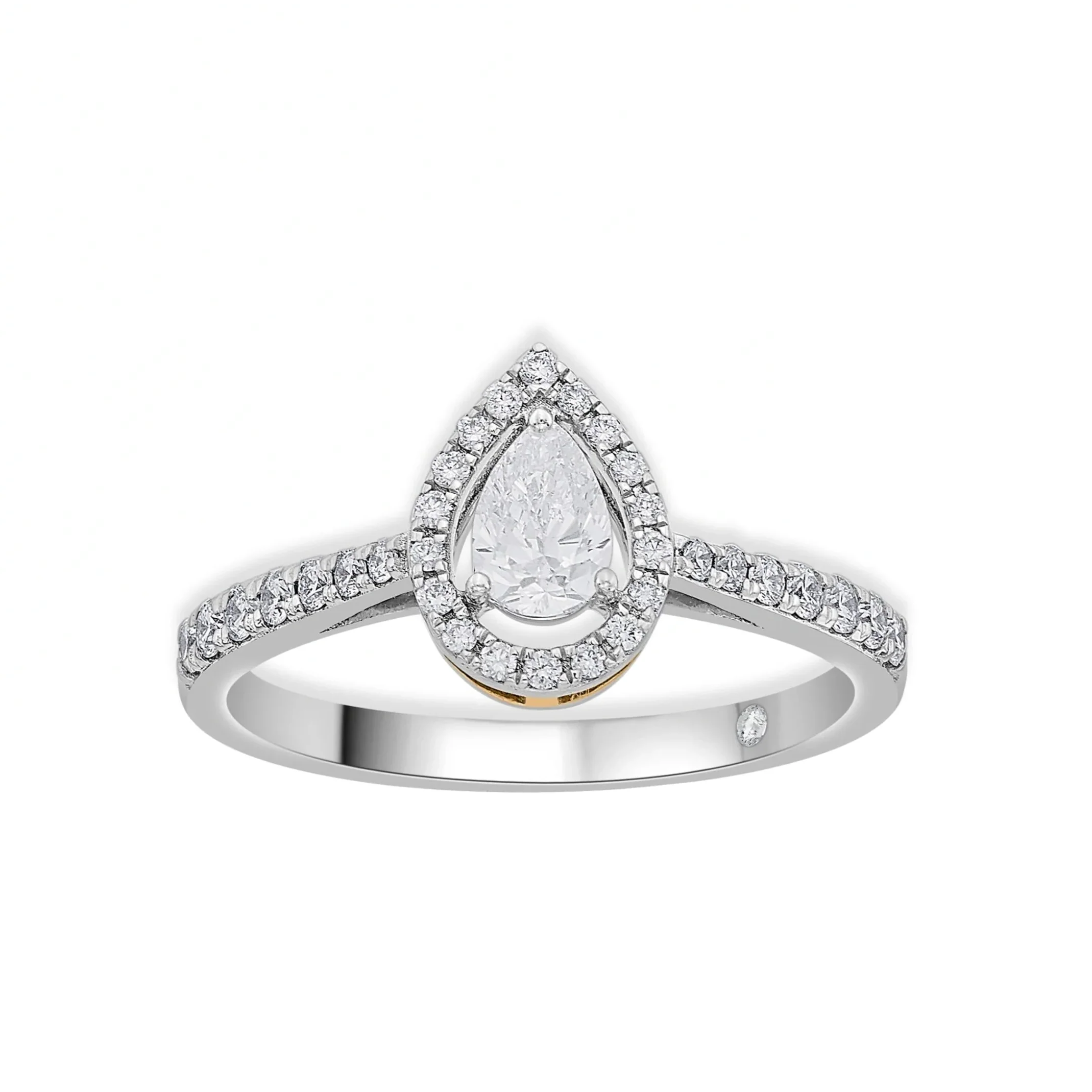 Solitaire Paved Pear Solitaire Ring - Image 2