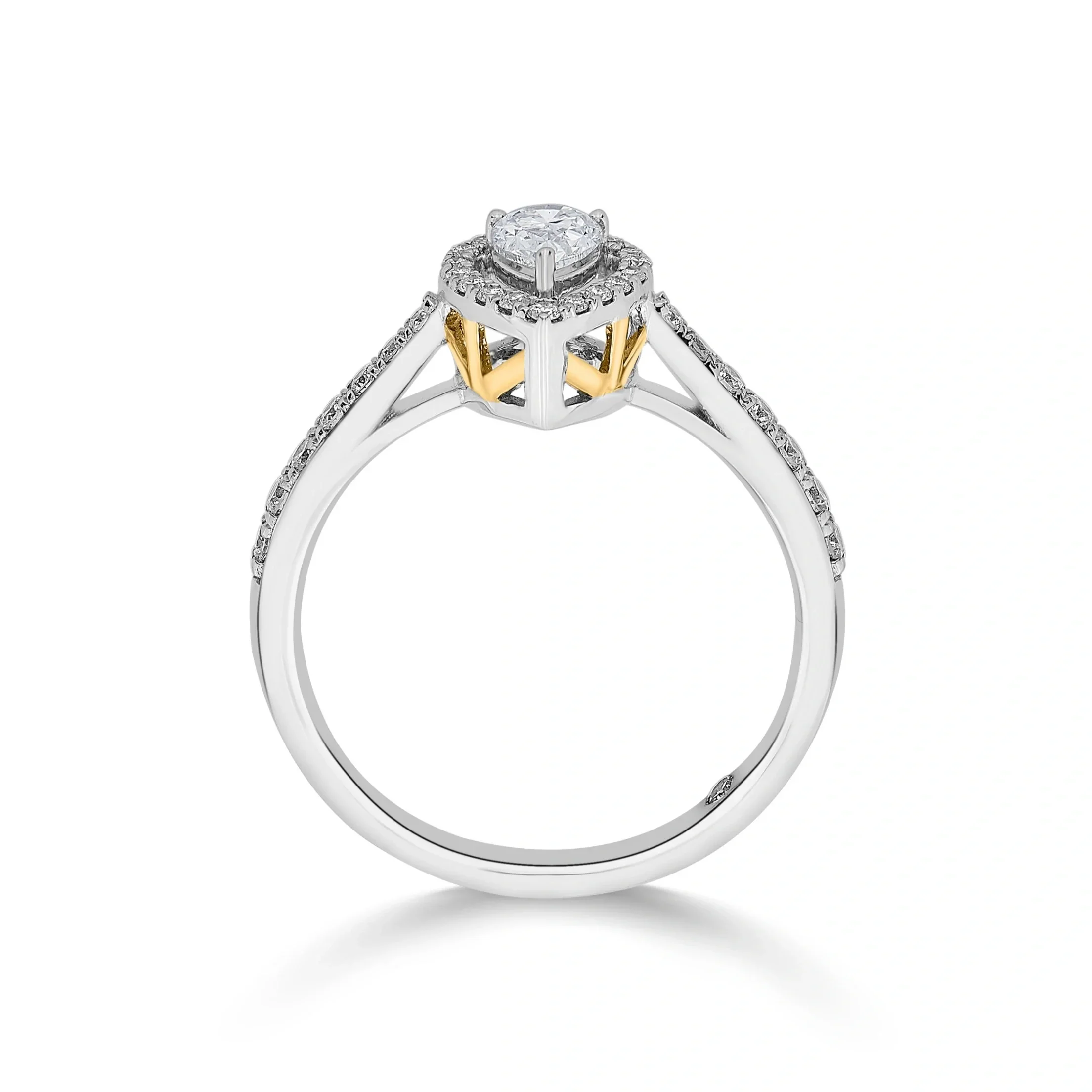 Solitaire Paved Pear Solitaire Ring - Image 4