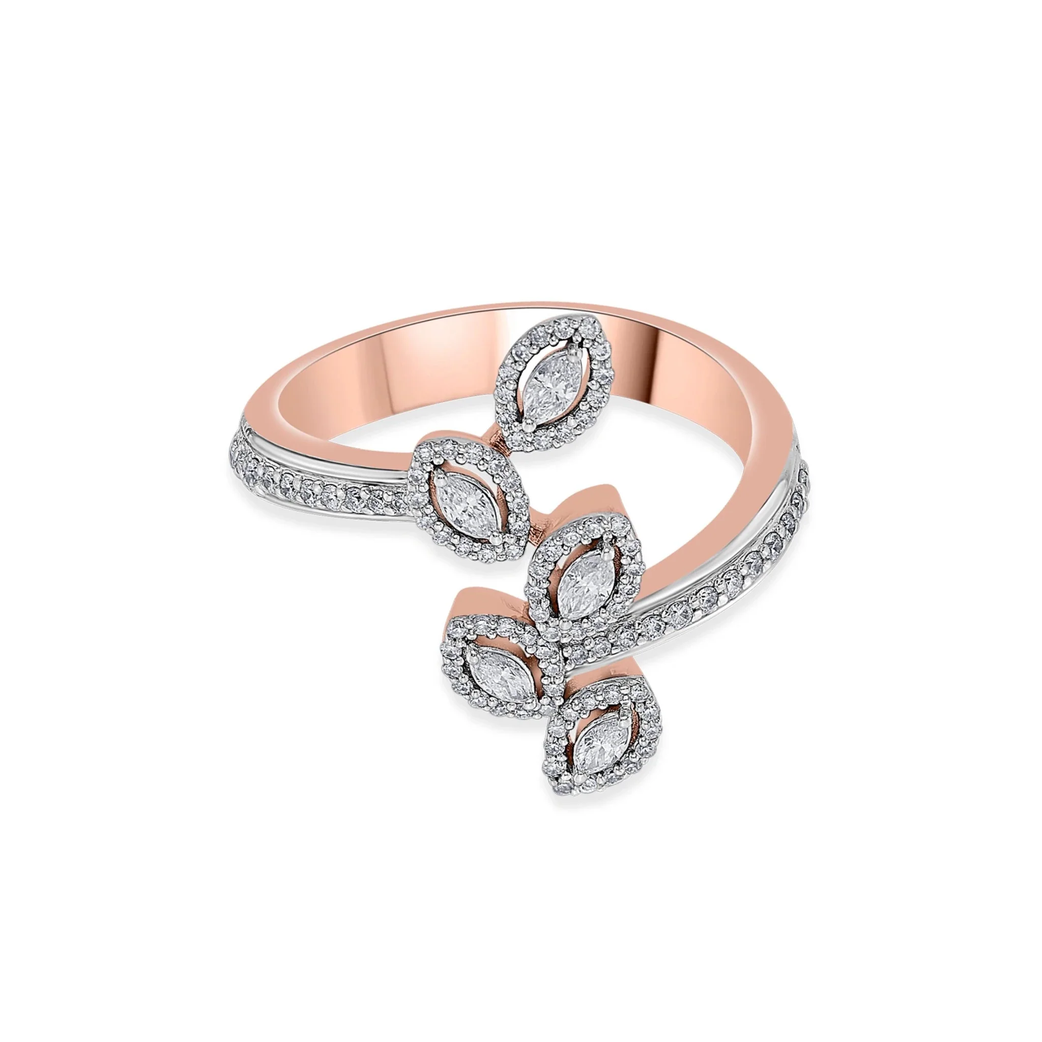 Solitaire Petal Pave Ring - Image 3