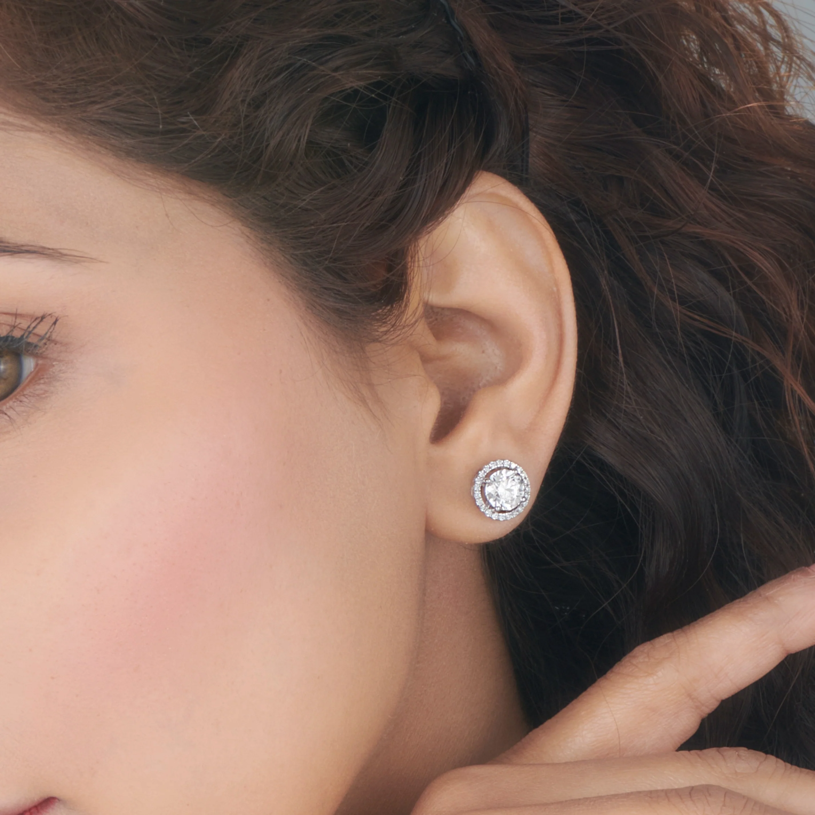 Solitaire Radiant Halo Sparkle Studs - Image 6