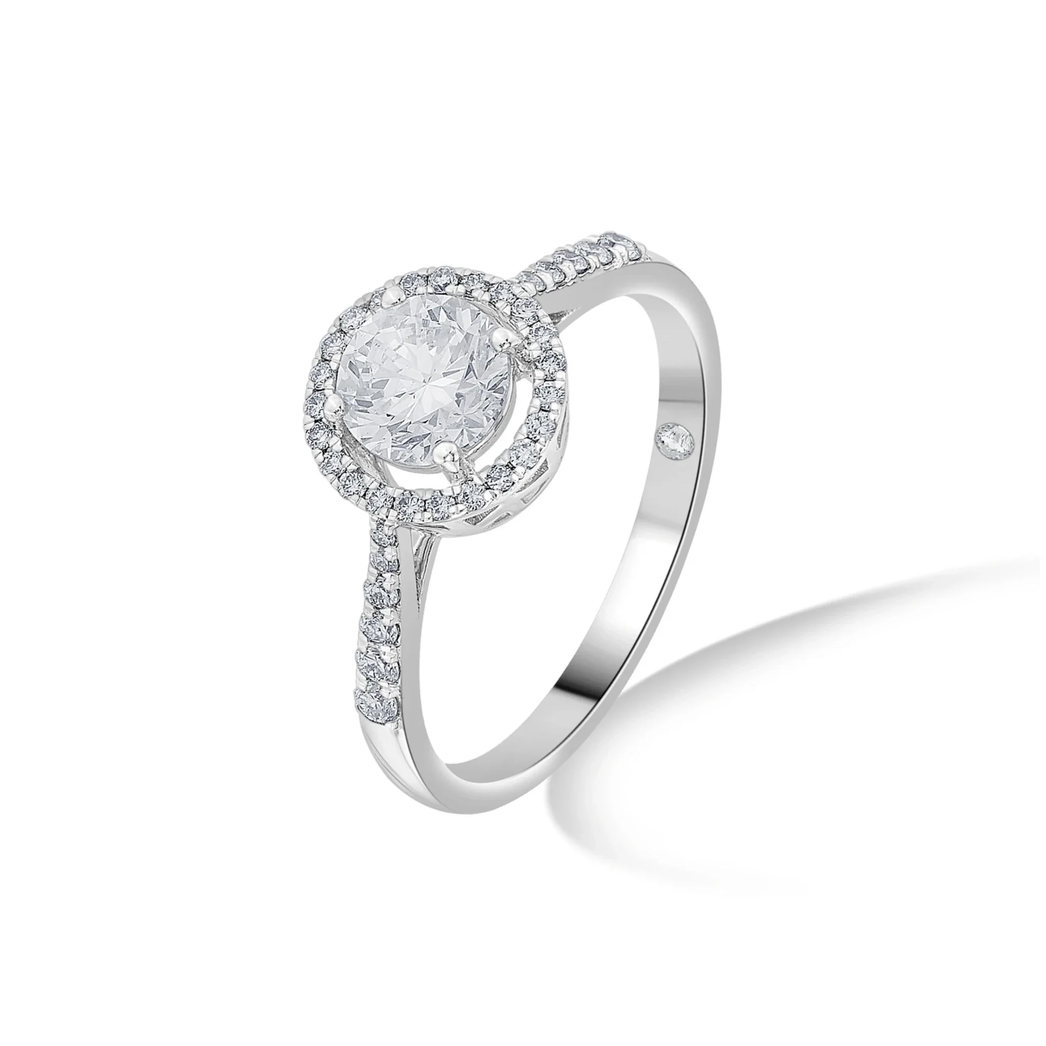 Solitaire Starburst Halo Ring