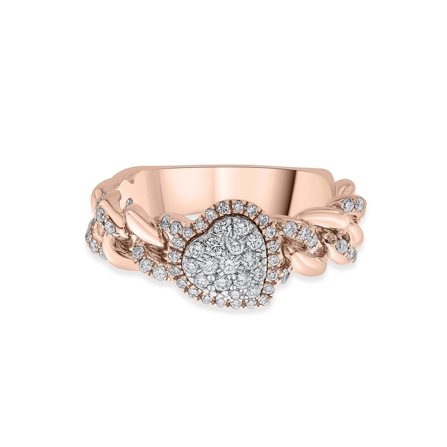 Tender Heart Cuban Link Diamond Ring - Image 3