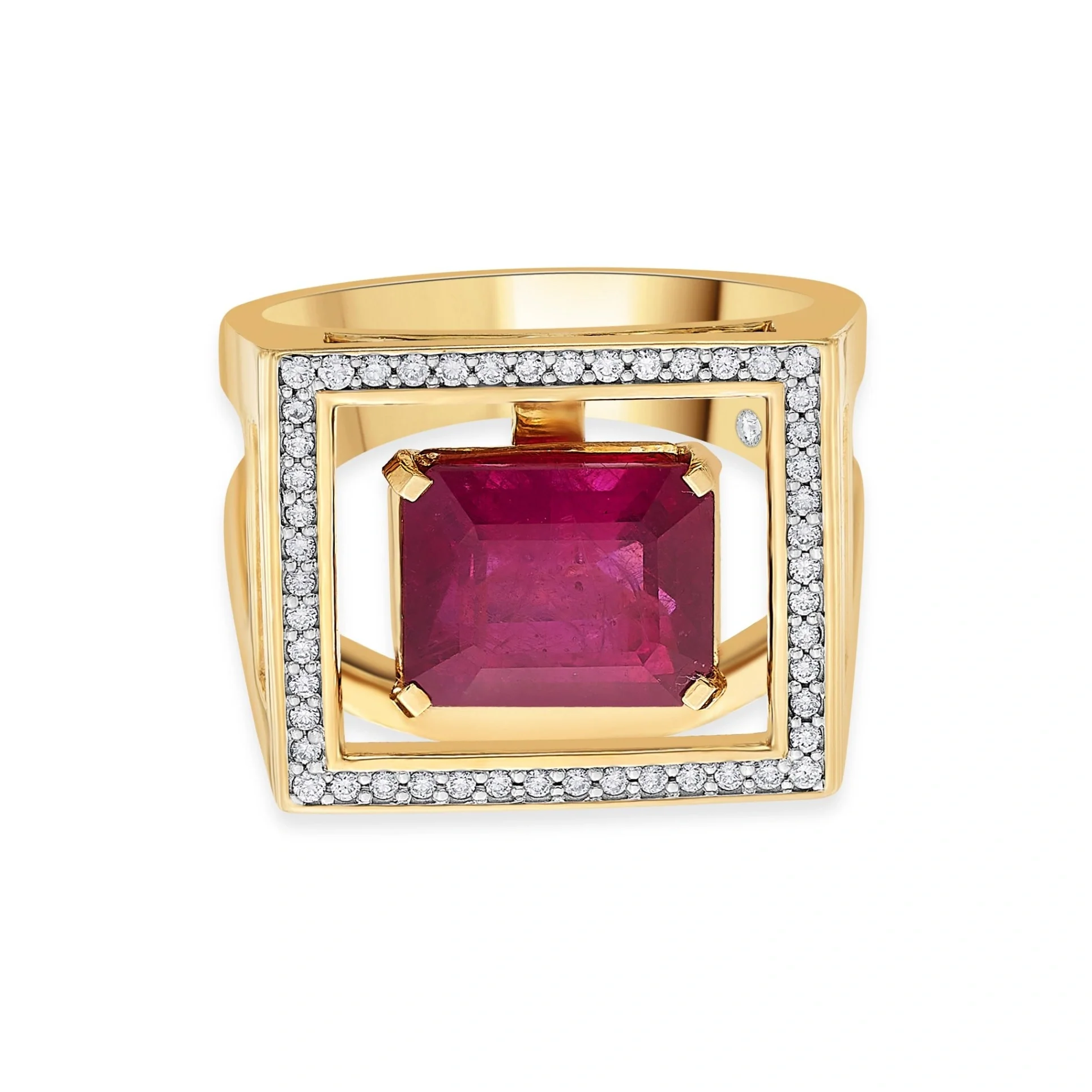 Toren Fiery Square Crown Ring - Image 3