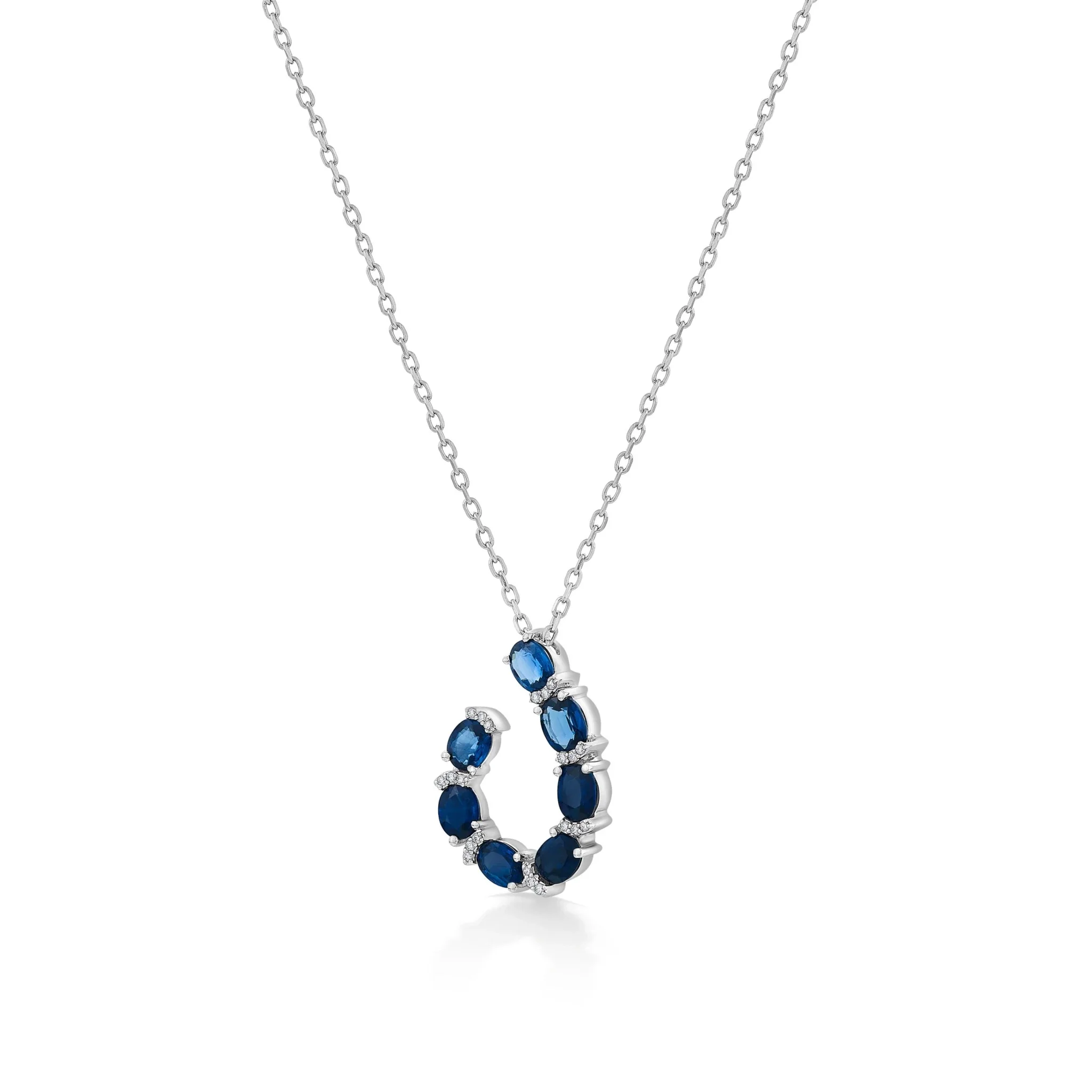 Toren Sapphire Crescent Bloom Pendant - Image 2