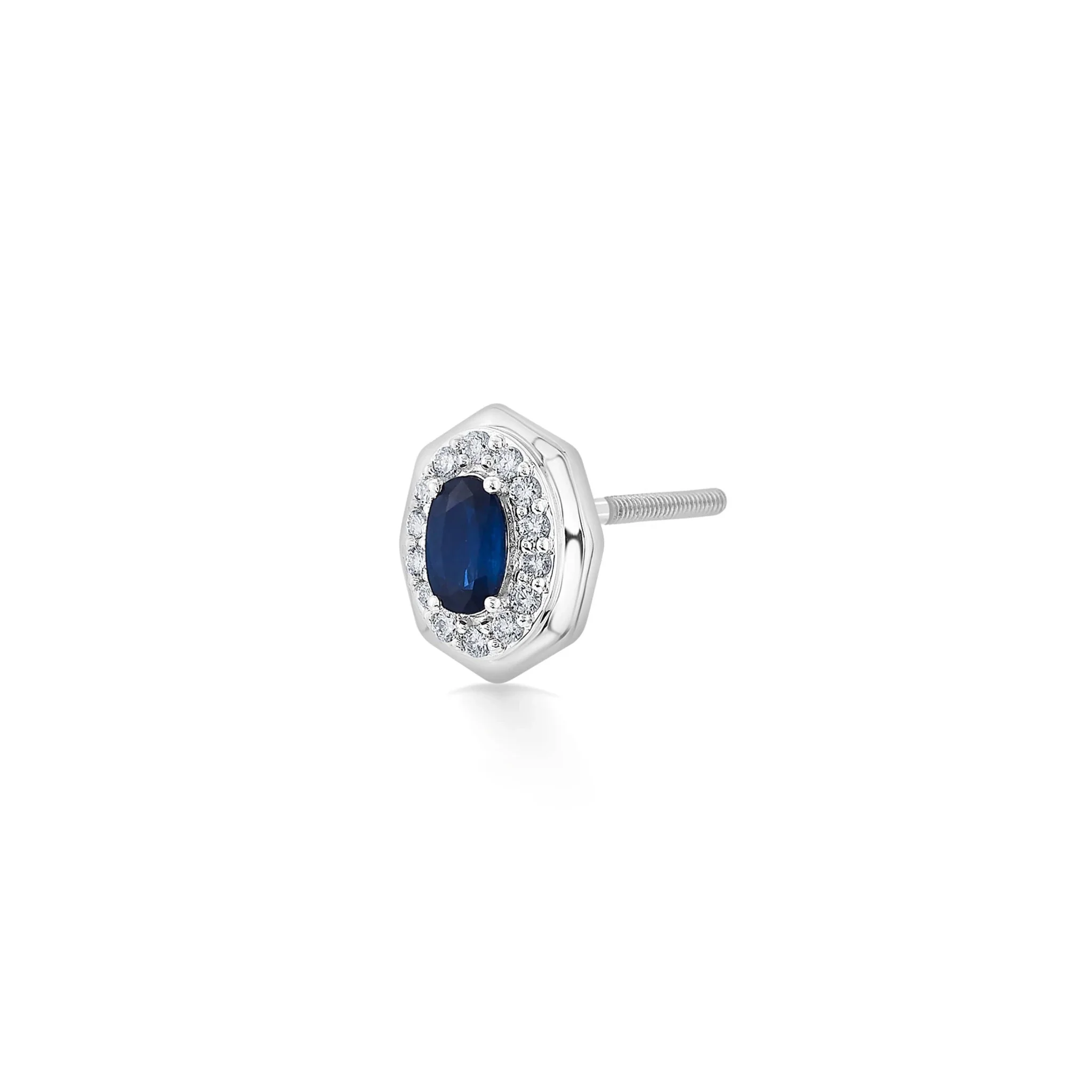 Toren Sapphire Halo Hex Studs - Image 2