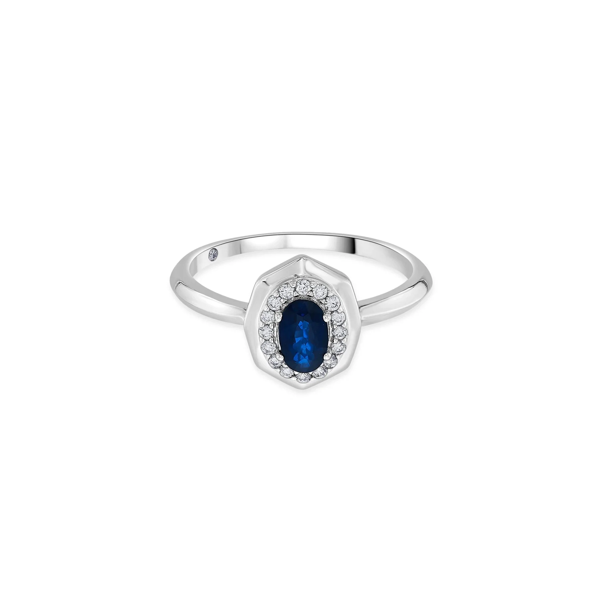 Toren Sapphire Shield Halo Ring - Image 2