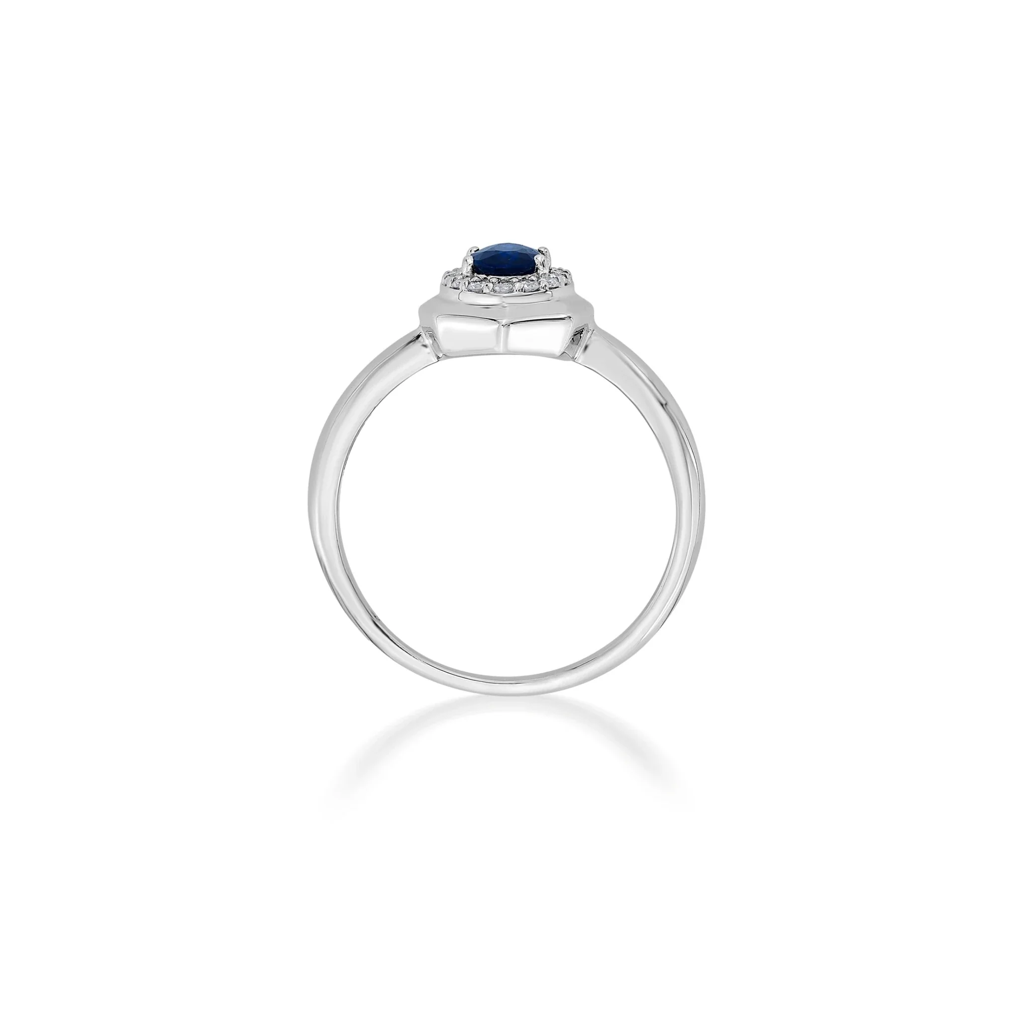 Toren Sapphire Shield Halo Ring - Image 4