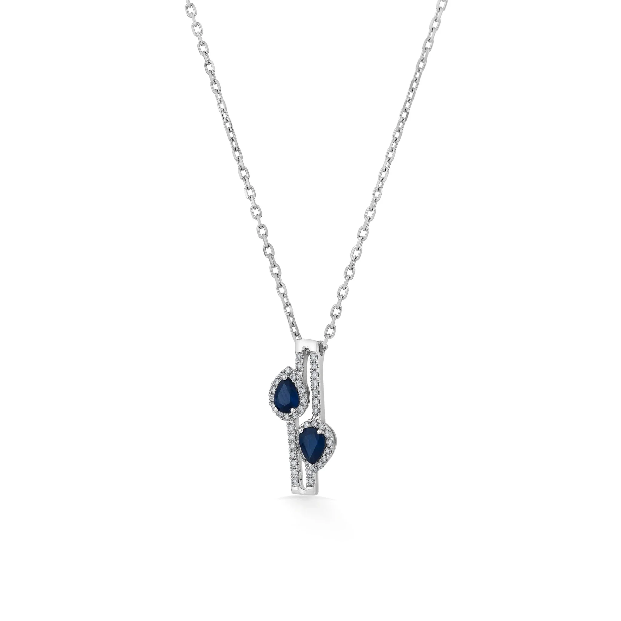 Toren Twin Teardrop Sapphire Glide Pendant - Image 2