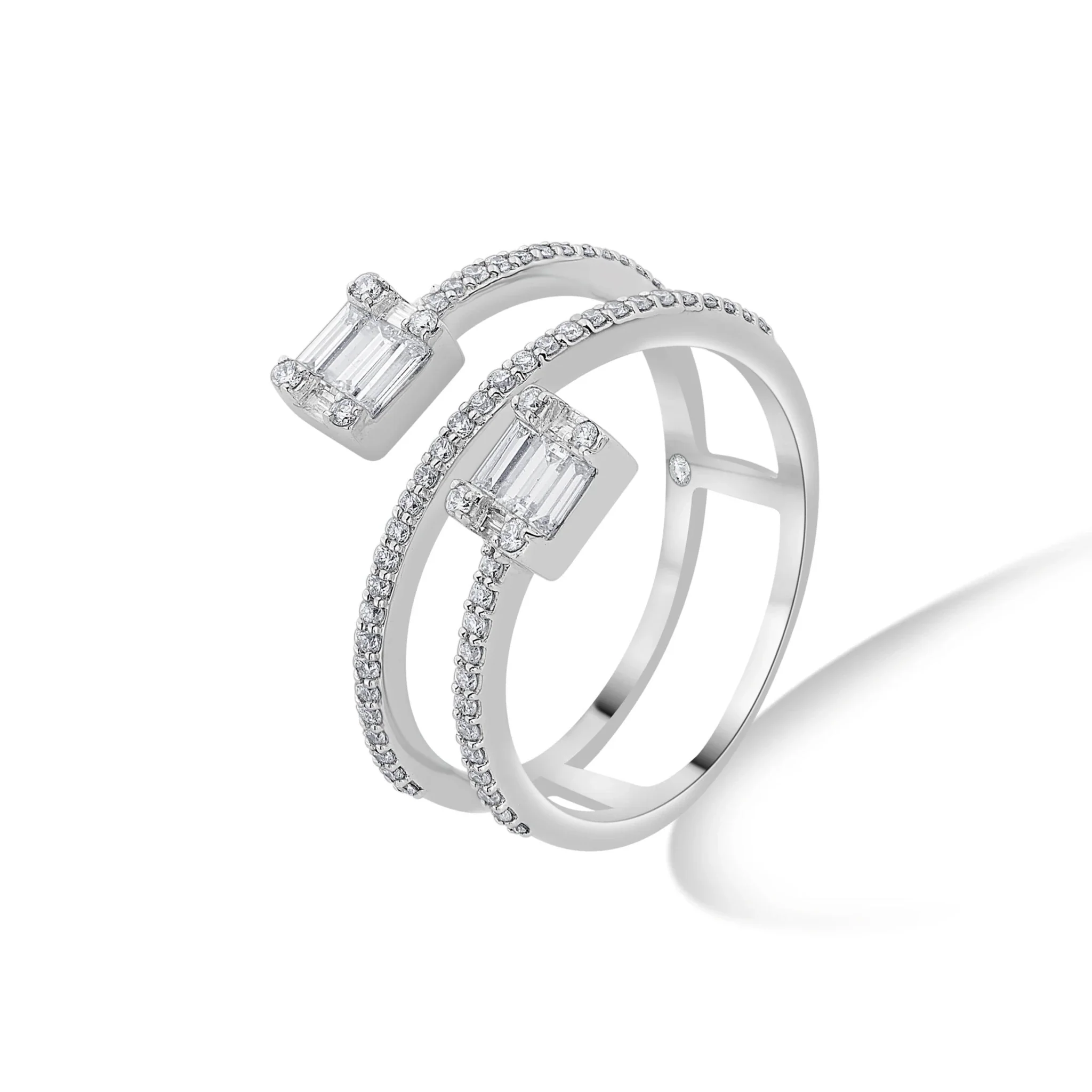 Twilight Spiral Emerald Diamond Ring