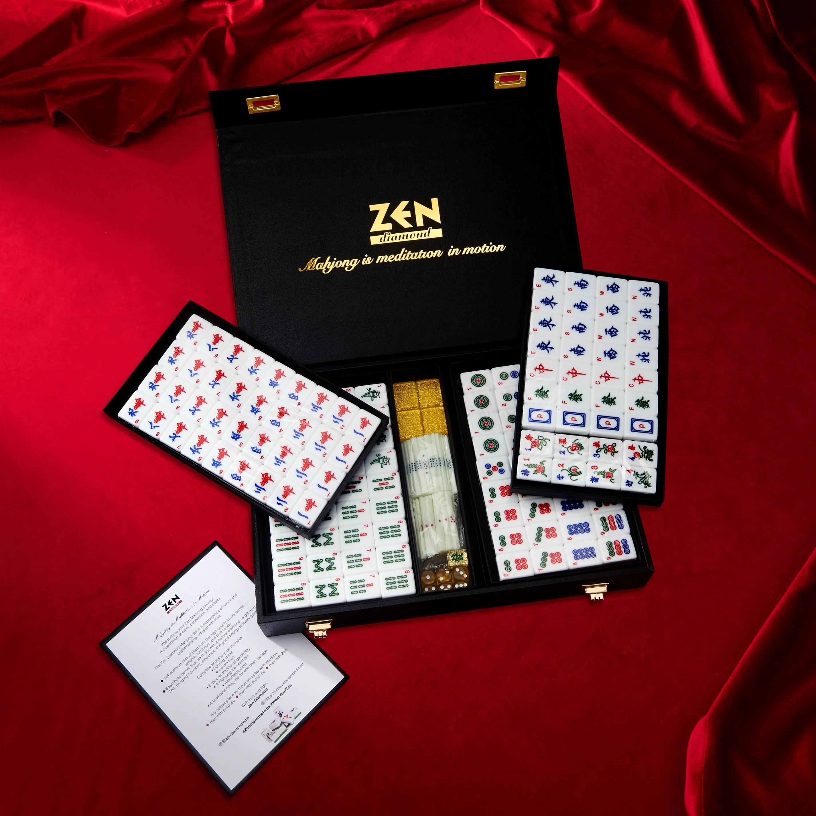Zen Diamond Glittering Gold Mahjong Set