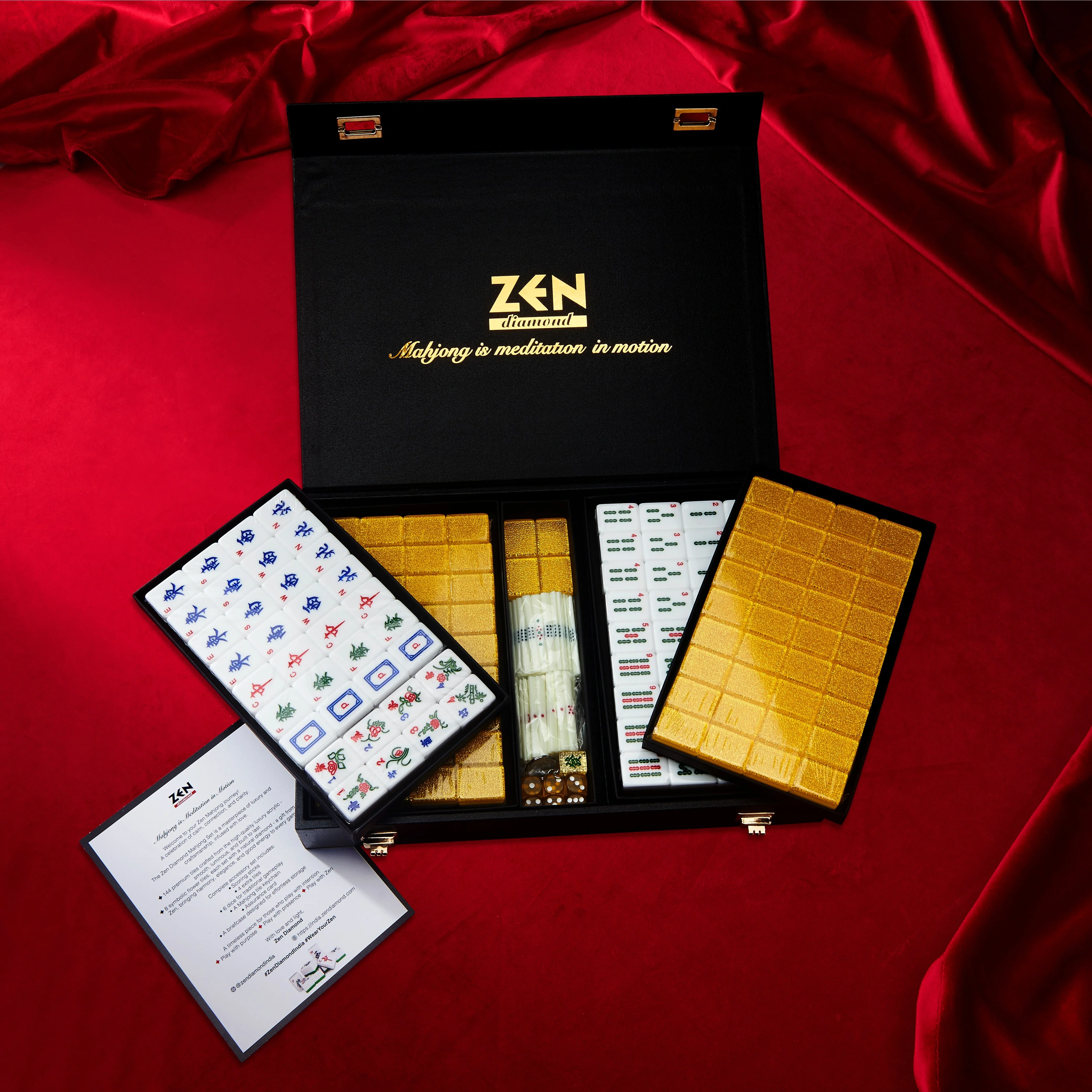 Zen Diamond Glittering Gold Mahjong Set - Image 3